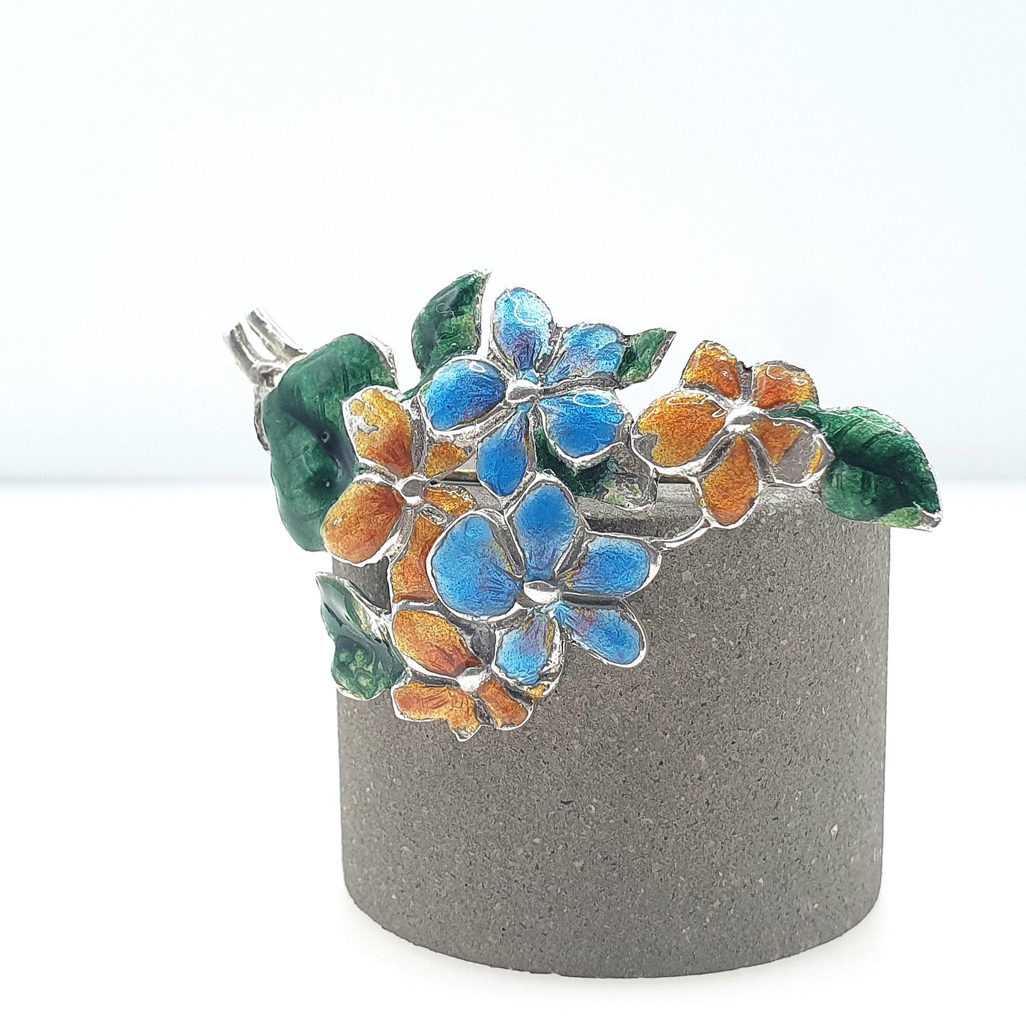 Antique Sterling Silver Enamel Flower Brooch Colourful Art Nouveau Vintage Bernard Instone Style Vintage Jewelry Jewellery
