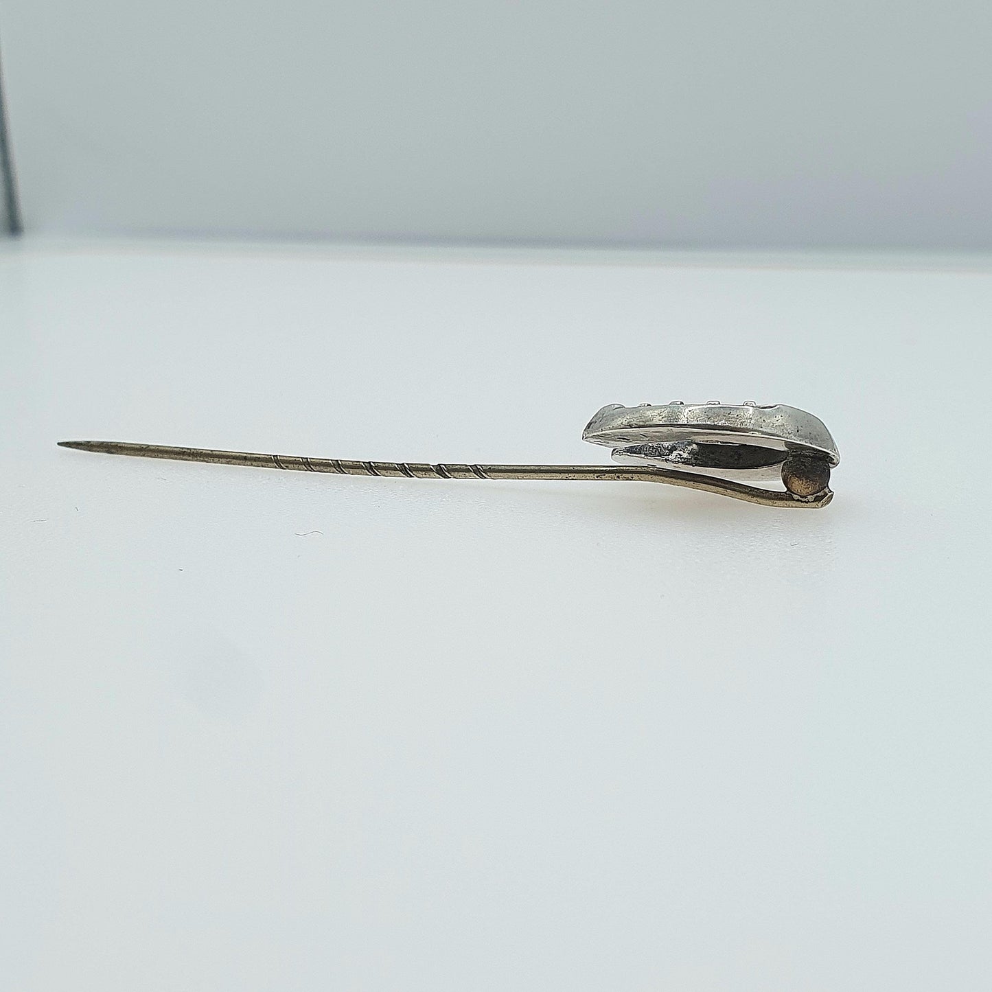 Antique Victorian Solid Silver Dog & Horseshoe Stick Pin Luck  Good Lucky Hunting Vintage Lapel Jacket Jewellery Jewelry