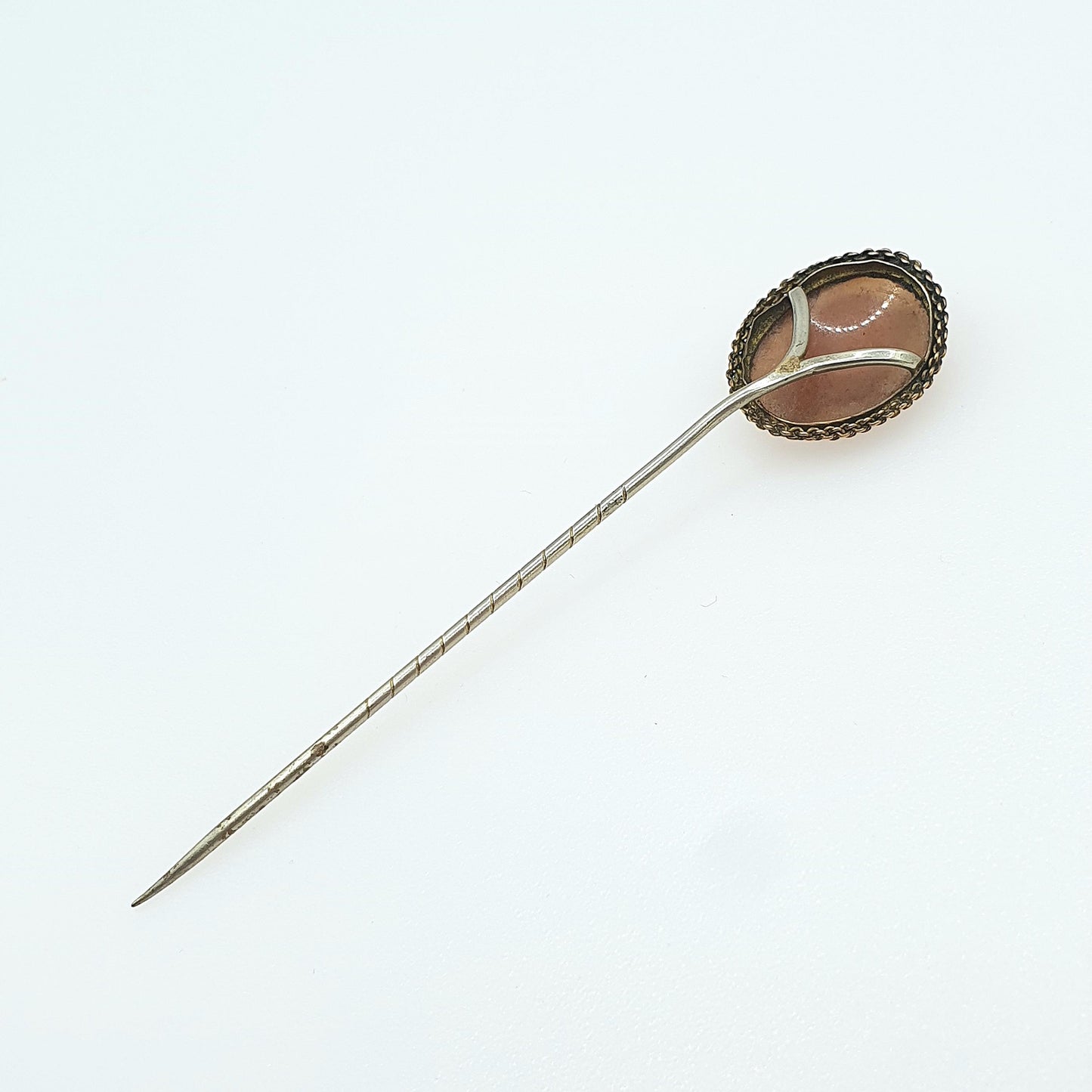Antique Victorian Cameo Stick Pin Gold Tone Base Metal Hand Carved Shell Lady Goddess Vintage Lapel Jewelry Jewellery