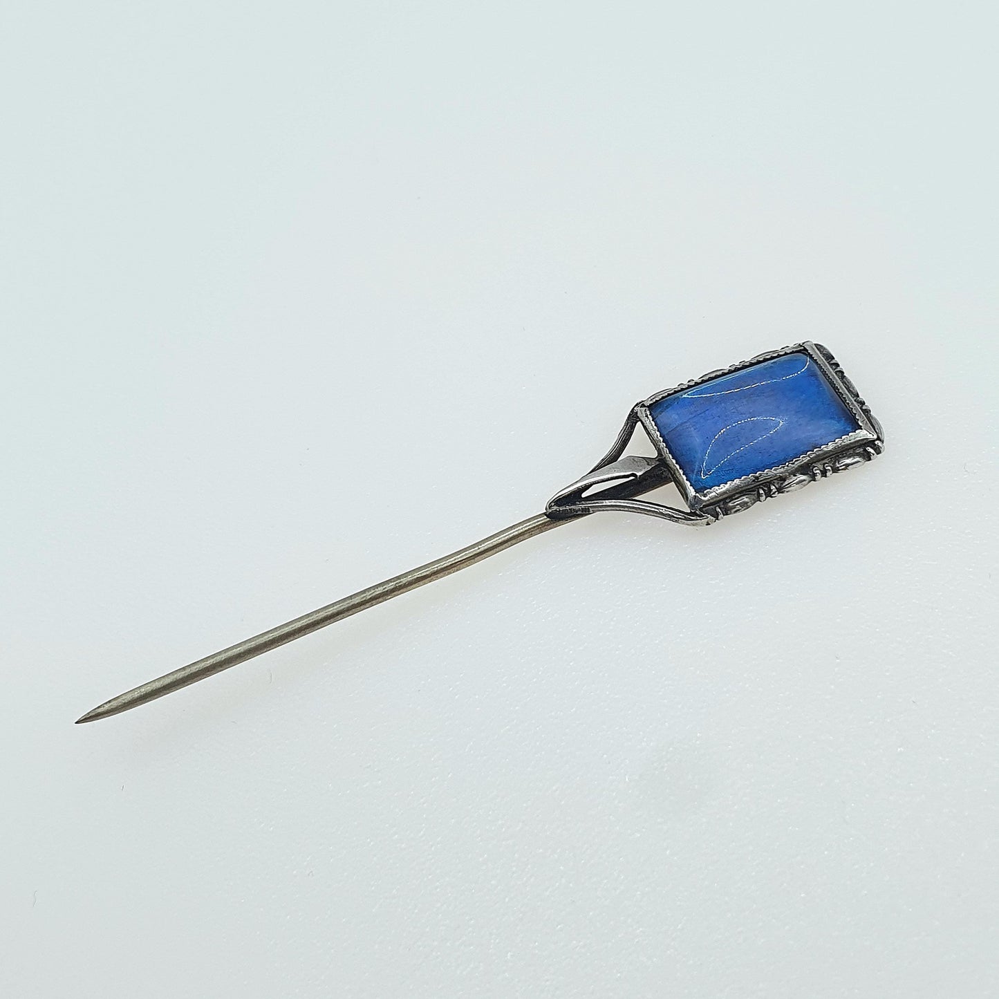 Antique Art Deco Solid Silver Butterfly Wing Stick Pin Blue Morpho 1920s Insect Bug Vintage Unisex Jewelry Jewellery