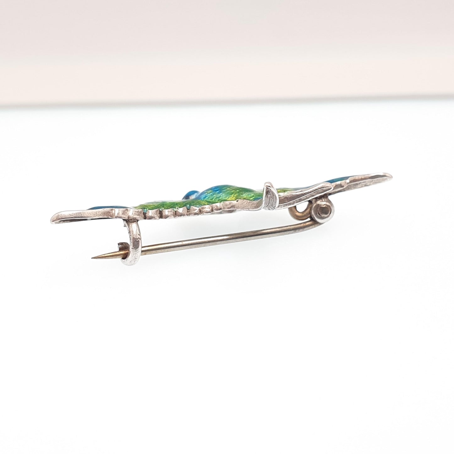 Antique CHARLES HORNER Sterling Silver Bird Brooch Pin Enamel Swallow 1908 Hallmark Vintage Womens Jewelry Jewellery