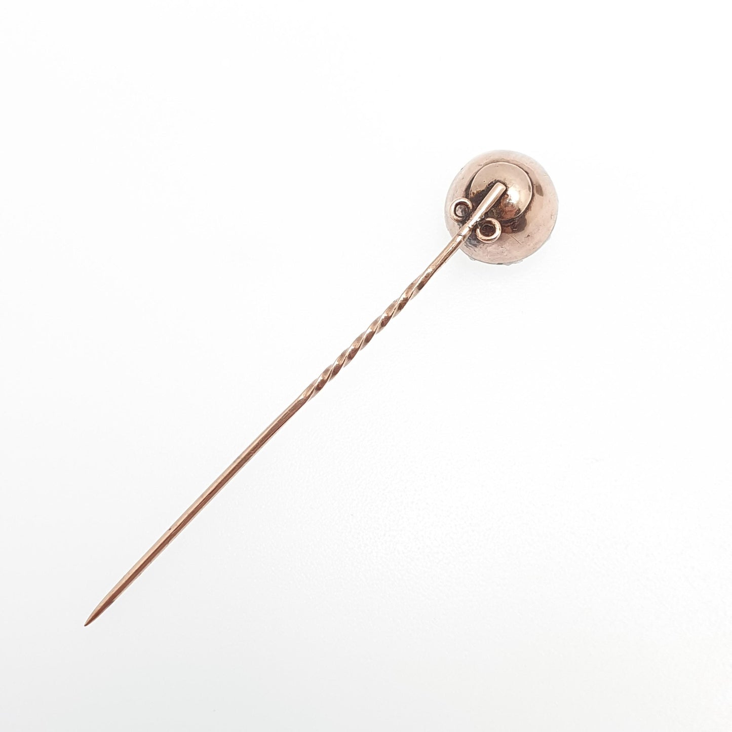 Antique Georgian 9ct Gold Diamond Paste Stick Pin Solid Silver Crimped Black Dot 9k 9kt Vintage Gents Mens