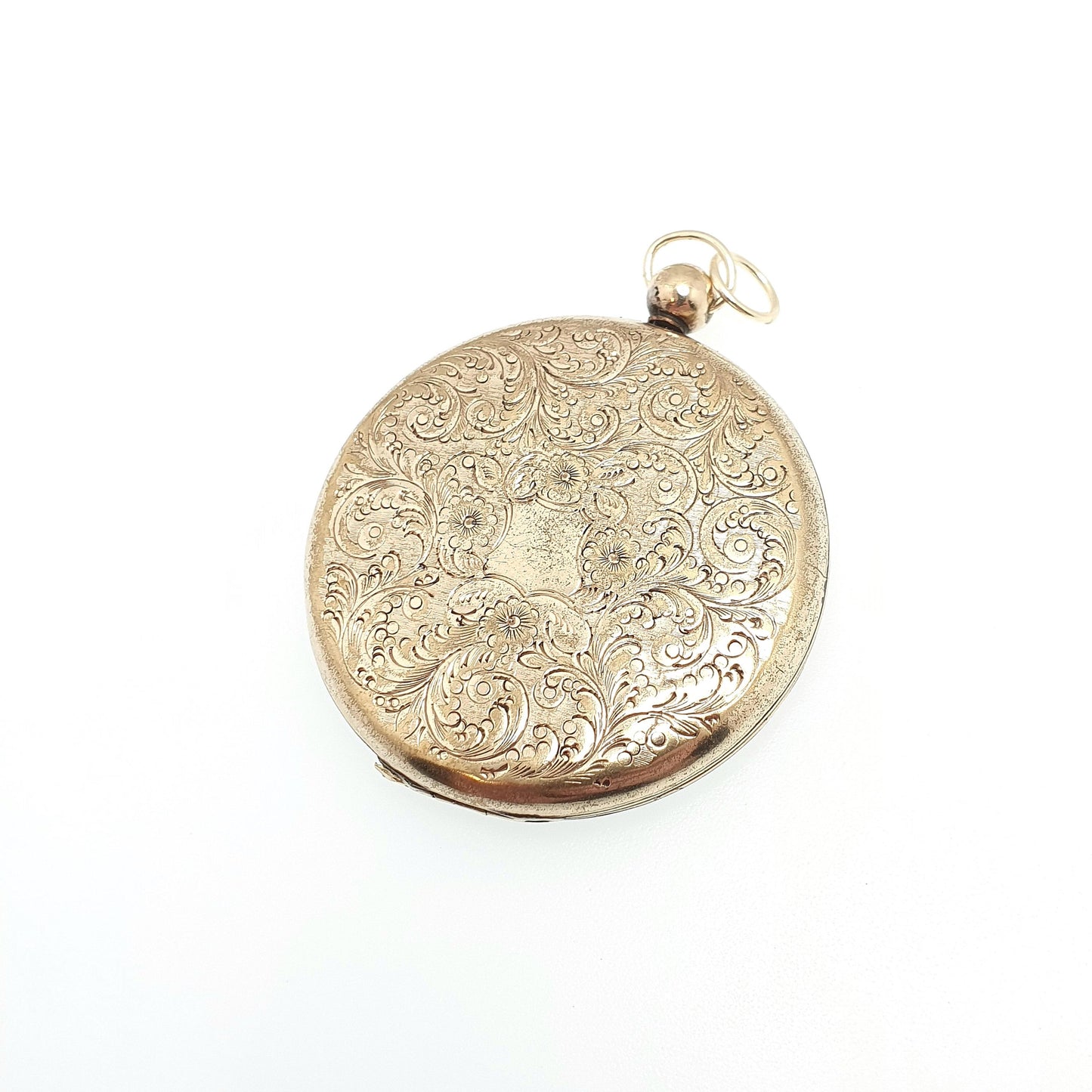 Antique Victorian Rolled Gold Locket Pendant Necklace Engraved Pocket Watch Style Gold Filled Large Big Vintage Jewelry Jewellery