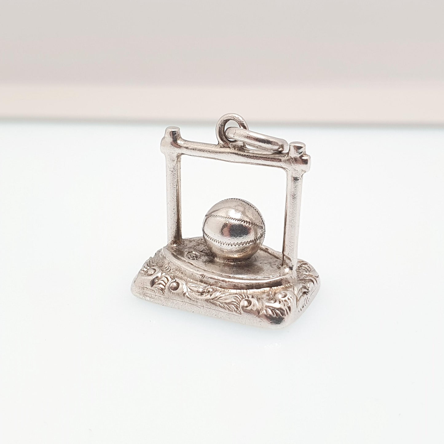 Antique Sterling Silver Football Soccer Fob Pendant Bloodstone Goalposts Victorian 1896 Hallmark Necklace Vintage Jewelry Jewellery