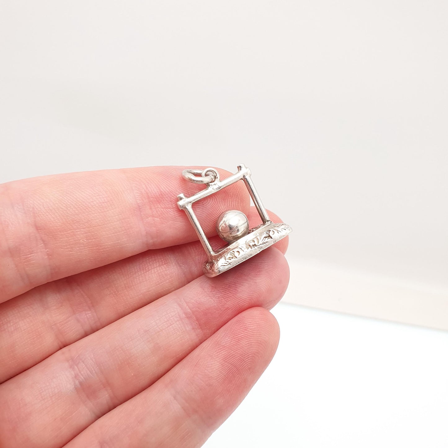 Antique Sterling Silver Football Soccer Fob Pendant Bloodstone Goalposts Victorian 1896 Hallmark Necklace Vintage Jewelry Jewellery