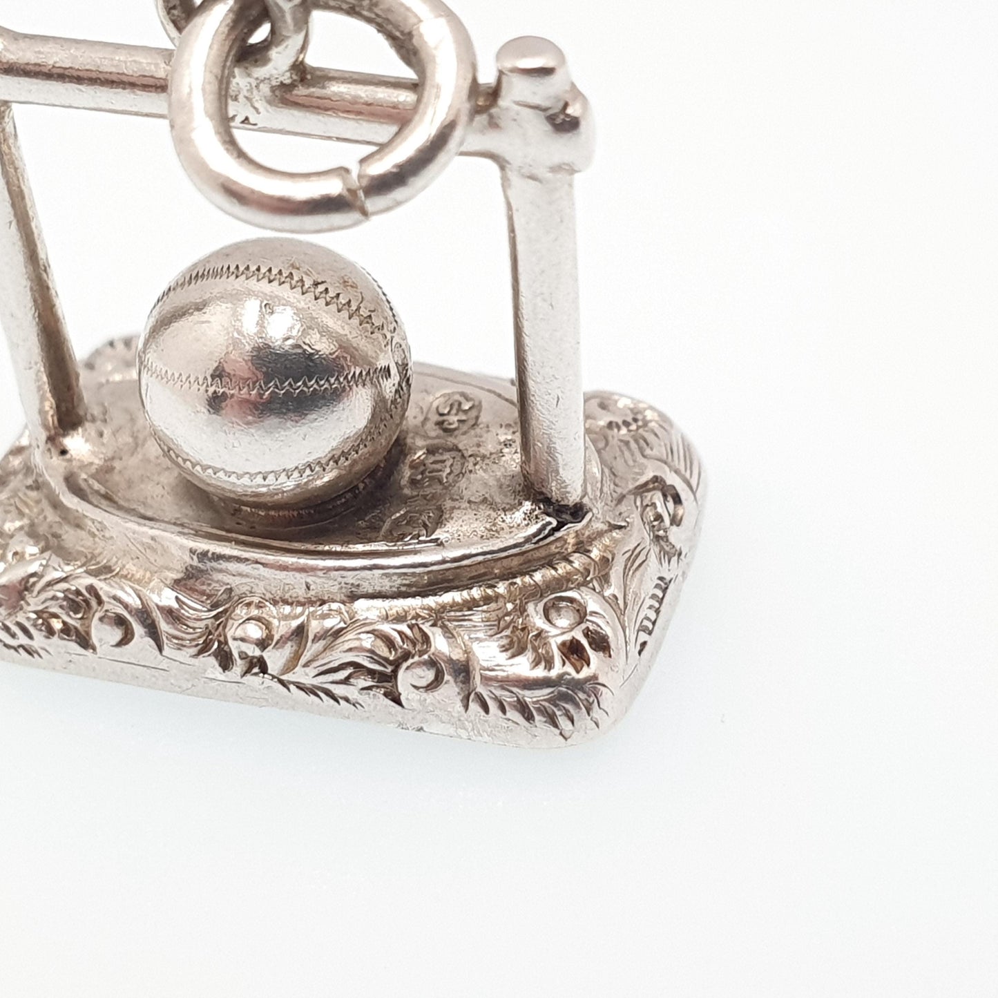 Antique Sterling Silver Football Soccer Fob Pendant Bloodstone Goalposts Victorian 1896 Hallmark Necklace Vintage Jewelry Jewellery