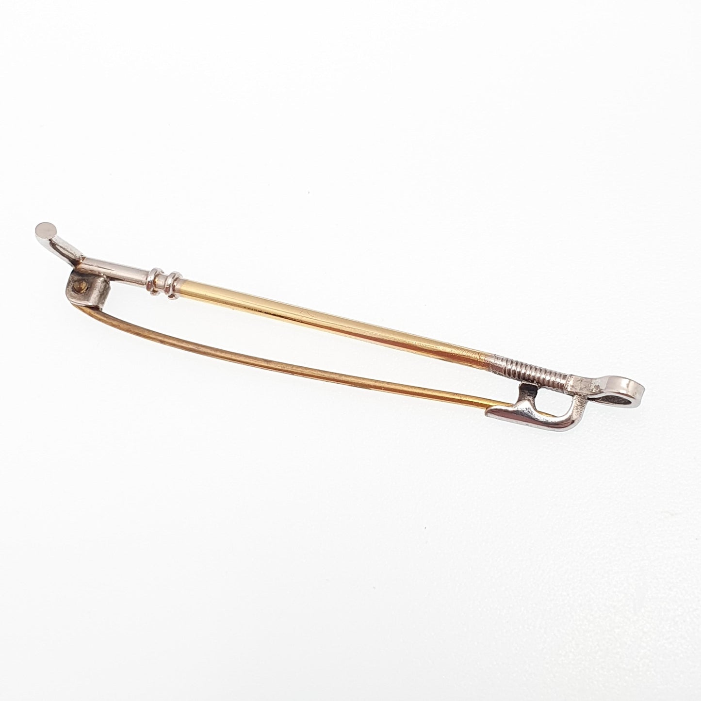 Antique 9ct Gold Riding Cane Crop Brooch Pin Solid 9k 9kt White & Yellow Old Horse Riding Equestrian Vintage Jewelry Jewellery