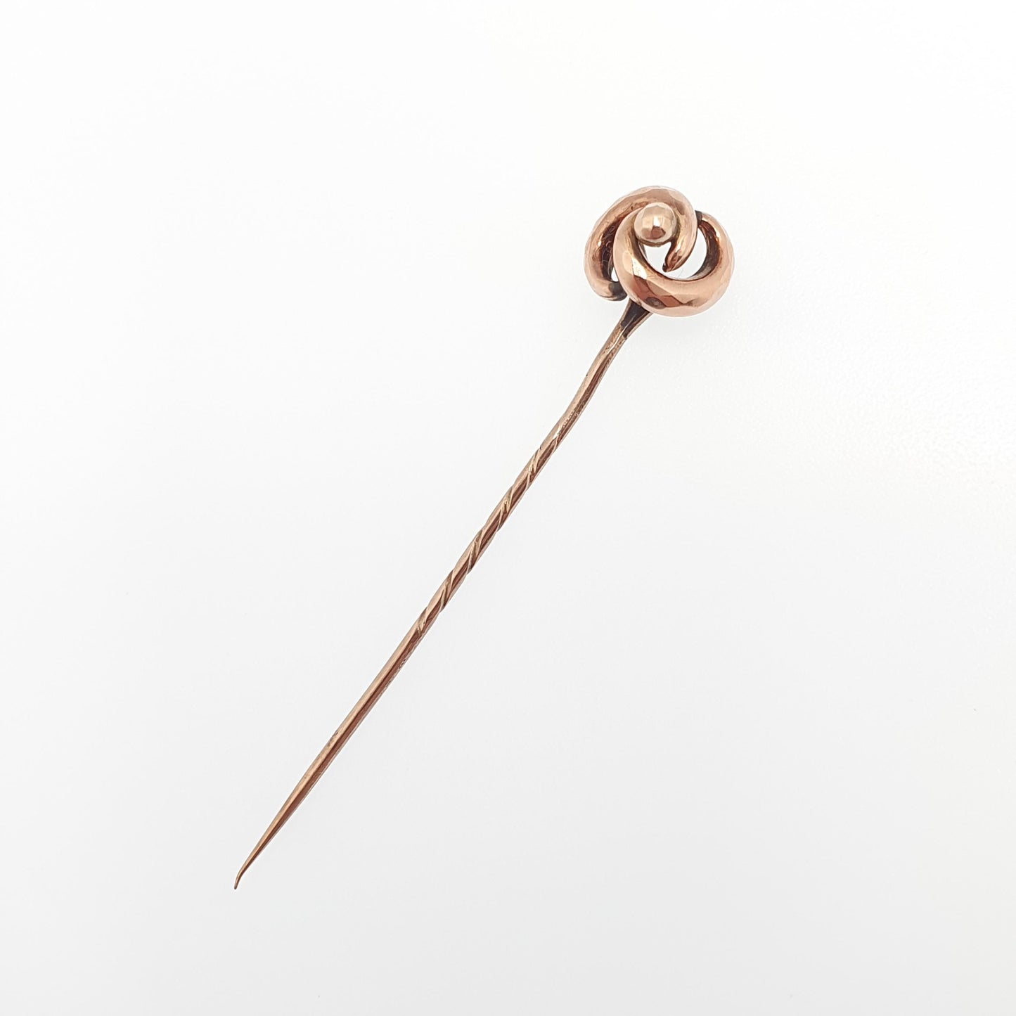 Antique 9ct Gold Infinity Knot Stick Pin Victorian Solid 9k 375 9kt Faceted Bead Vintage Jewelry