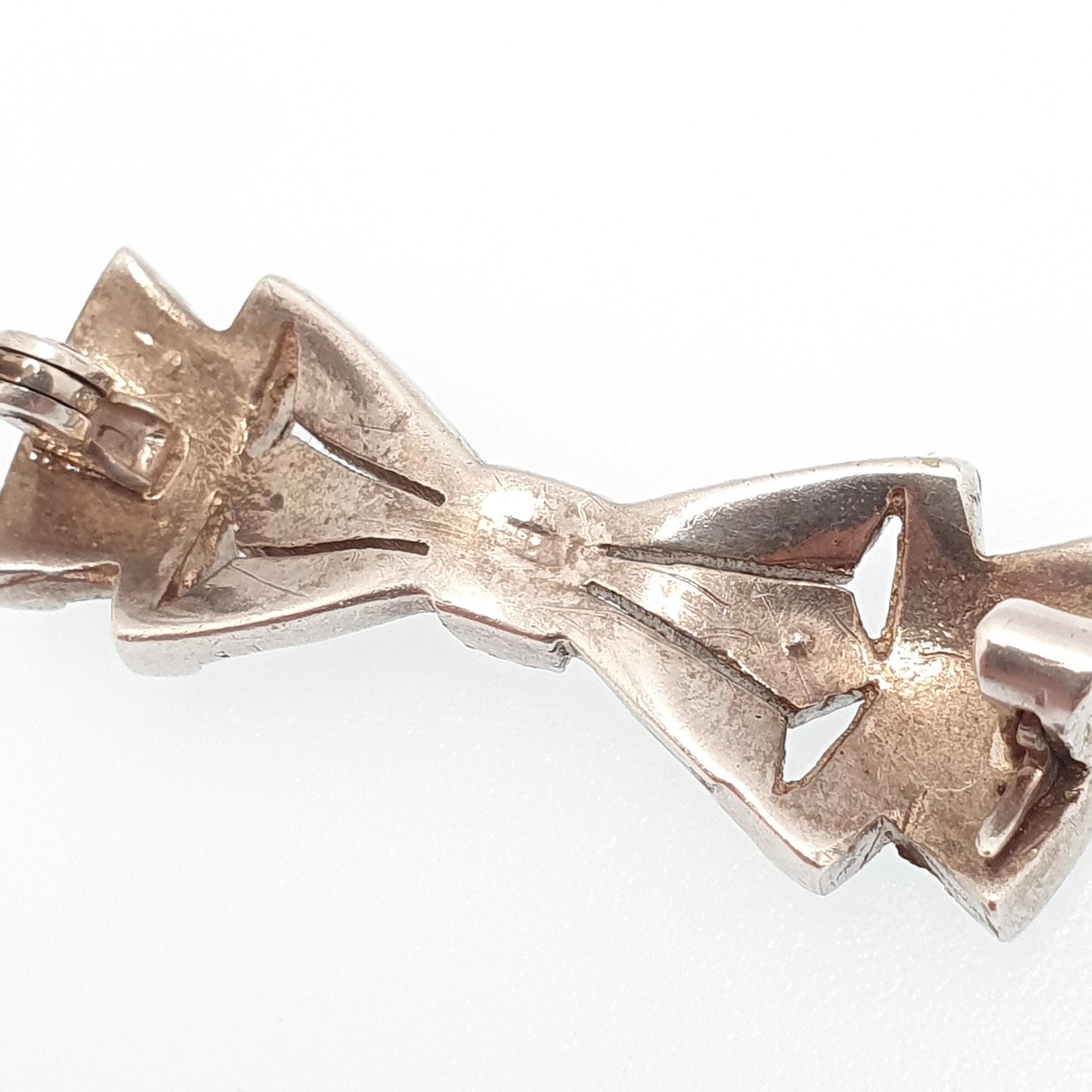 Antique Paste Solid Silver Bow Brooch Black Enamel Art Deco Ribbon Diamond Tone Tiny Small Jewelry Jewellery Vintage