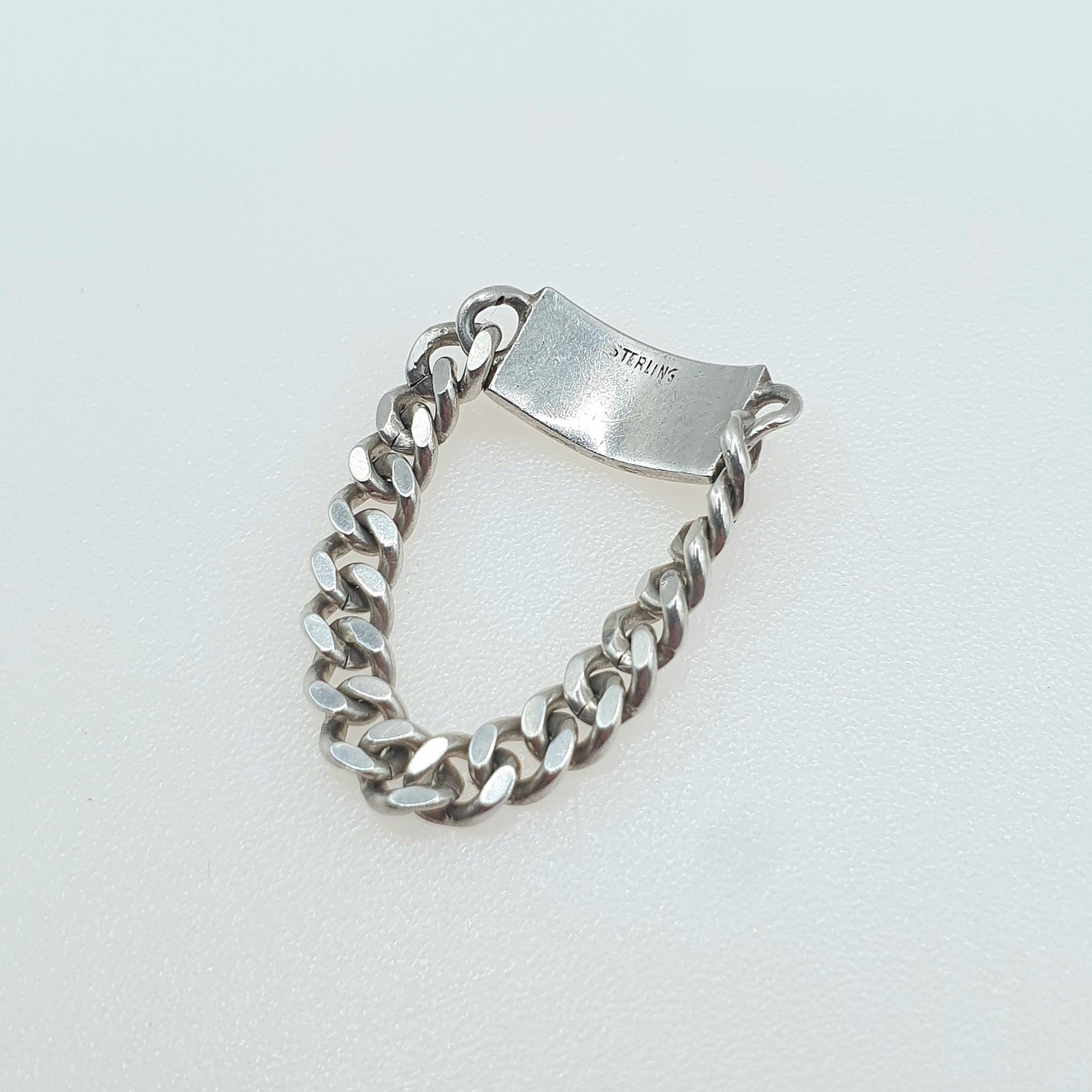 Vintage Sterling Silver Curb Link Ring Front Plaque Chain Links Unisex Womens Mens Jewelry Jewellery UK S US 9.25