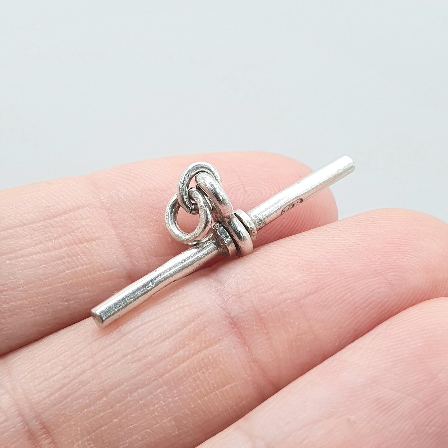 Antique Victorian Sterling Silver T Bar Pendant Small Albertina Chain Vintage Solid 925 Unisex Mens Womens Jewelry Jewellery