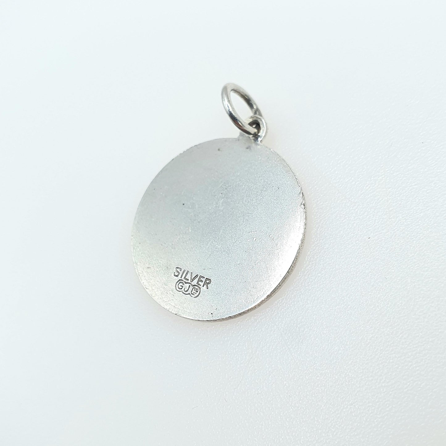Vintage Sterling Silver GEORG JENSEN St Christopher Pendant One Sided Round Circle Saint Travel Jewellery Jewelry Men Women