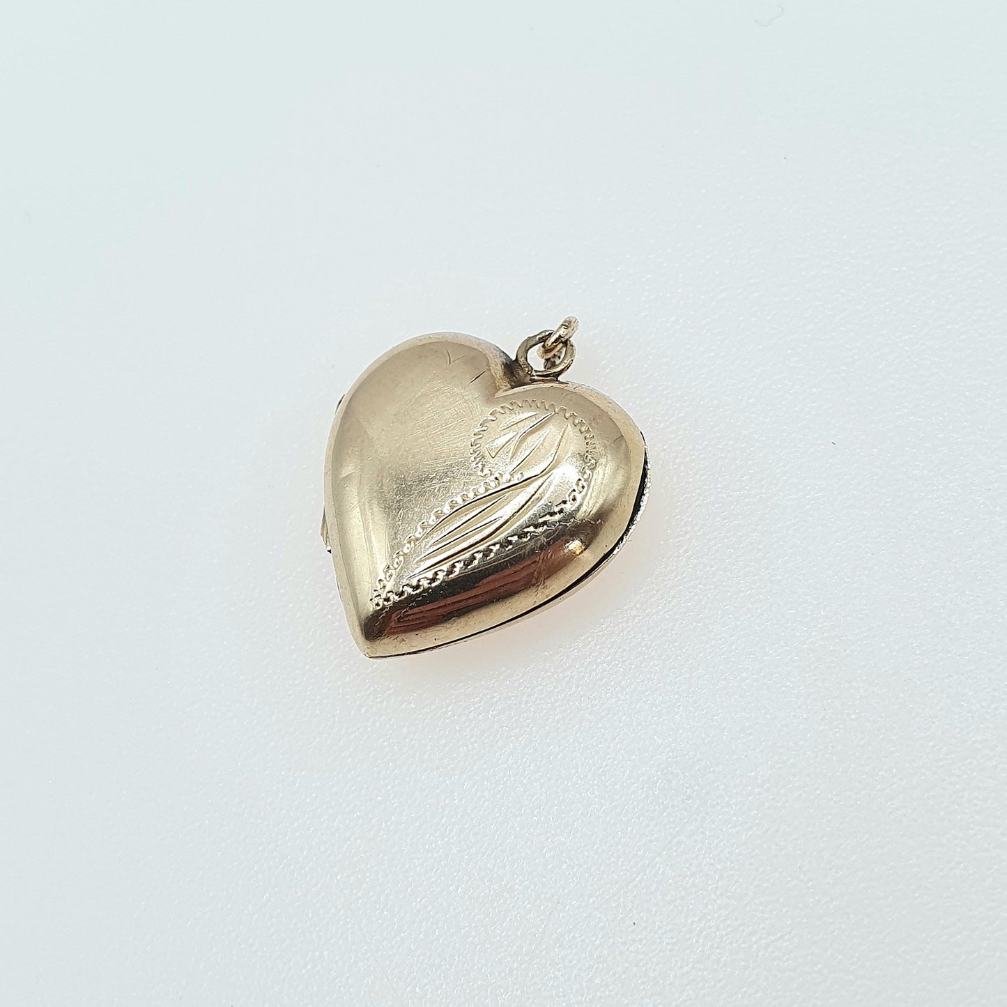 Antique 9ct Gold Heart Locket 9k Back and Front Small Cute Half Engraved Pendant Necklace Jewelry Womens Jewellery