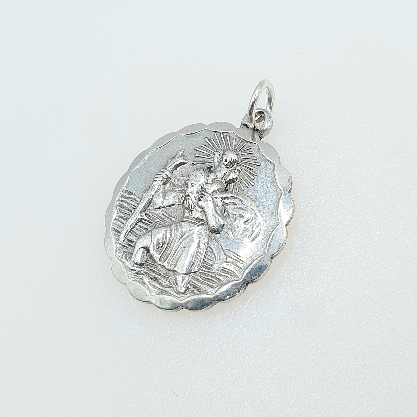 Vintage GEORG JENSEN Sterling Silver St Christopher Pendant Double Sided Plane Car Plane Car Charm Womens Mens Unisex