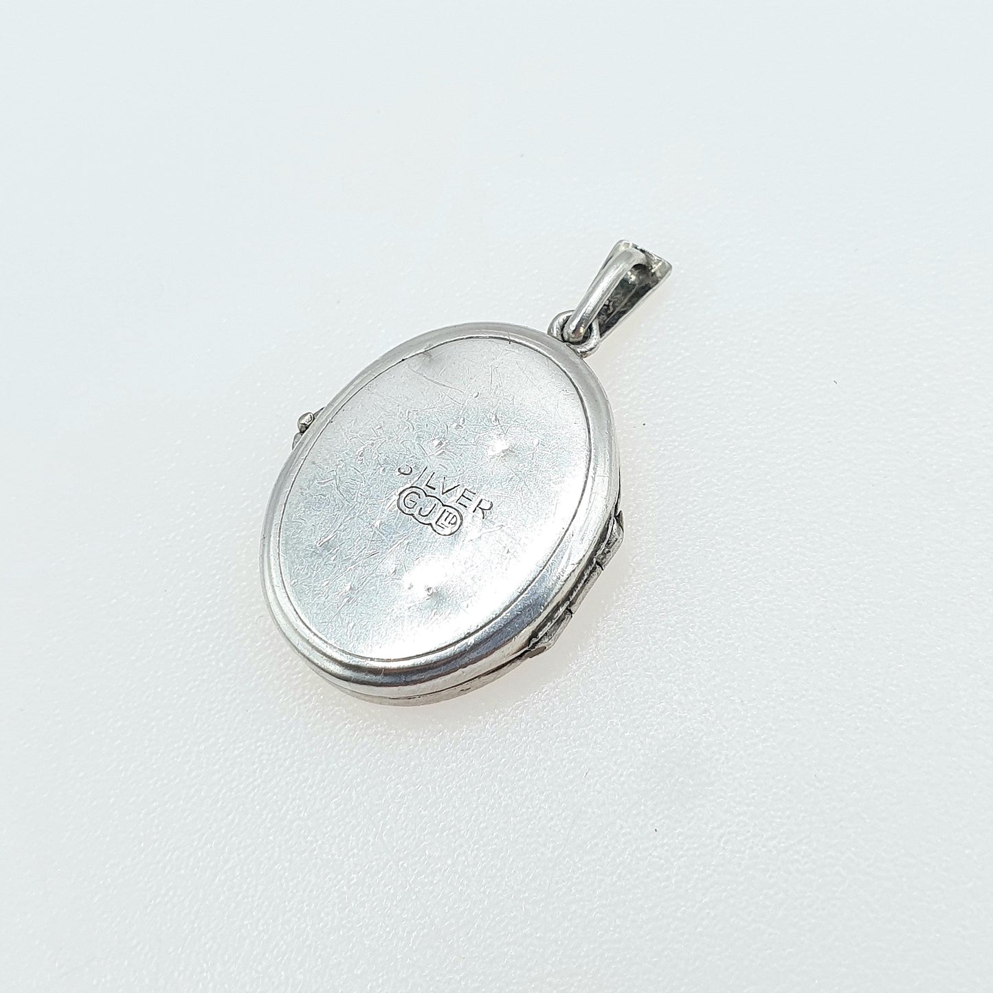Vintage GEORG JENSEN Sterling Silver Oval Locket Gyroscope Pattern Oval Small Picture Photo Jewelry Jewellery Womens Mens