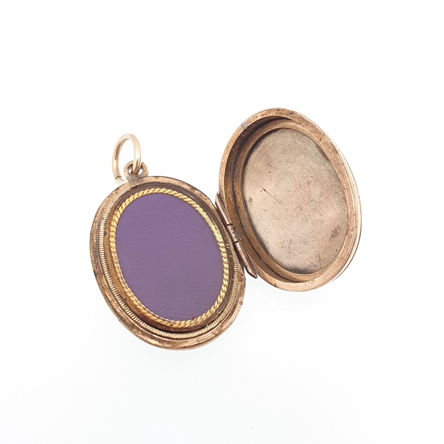 Antique 9ct 9k Gold Amethyst Star Locket Seed Pearl Back Front Oval Pendant Picture Photo Vintage Jewelry Jewellery