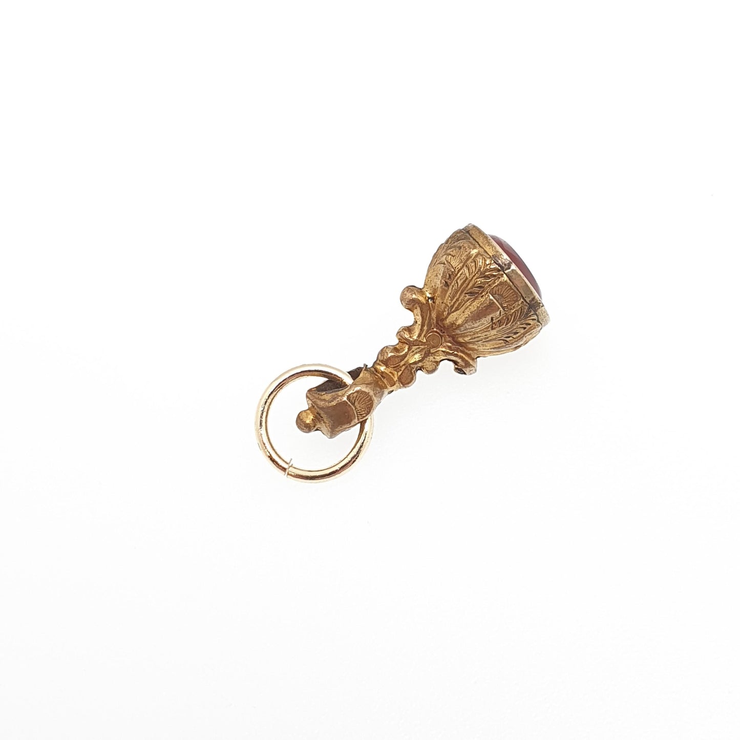 Antique Georgian Bird Intaglio Fob Necklace Pendant Dove of Peace Gold Tone Carnelian Letter Seal Stamp Tiny Small Vintage