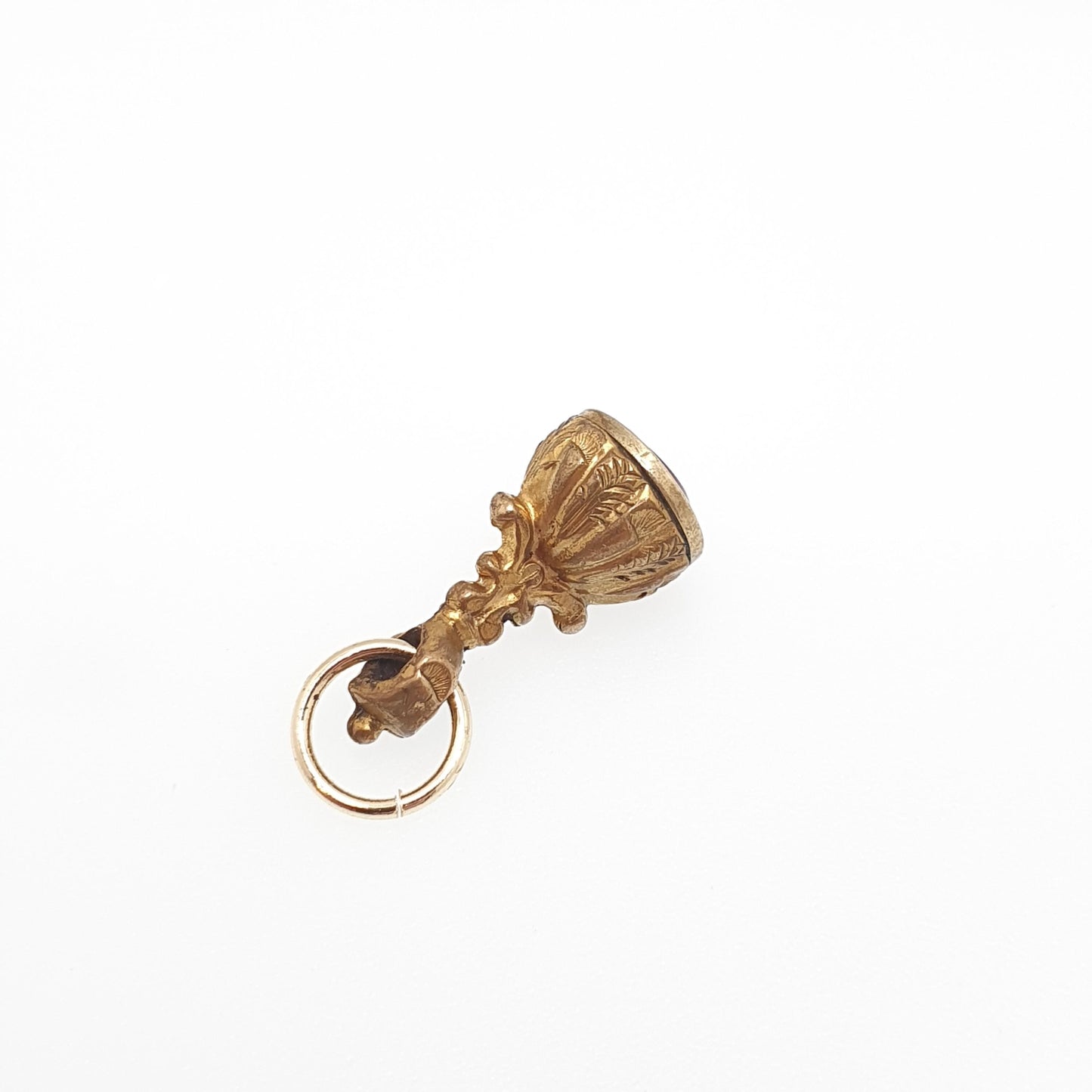 Antique Georgian Bird Intaglio Fob Necklace Pendant Dove of Peace Gold Tone Carnelian Letter Seal Stamp Tiny Small Vintage