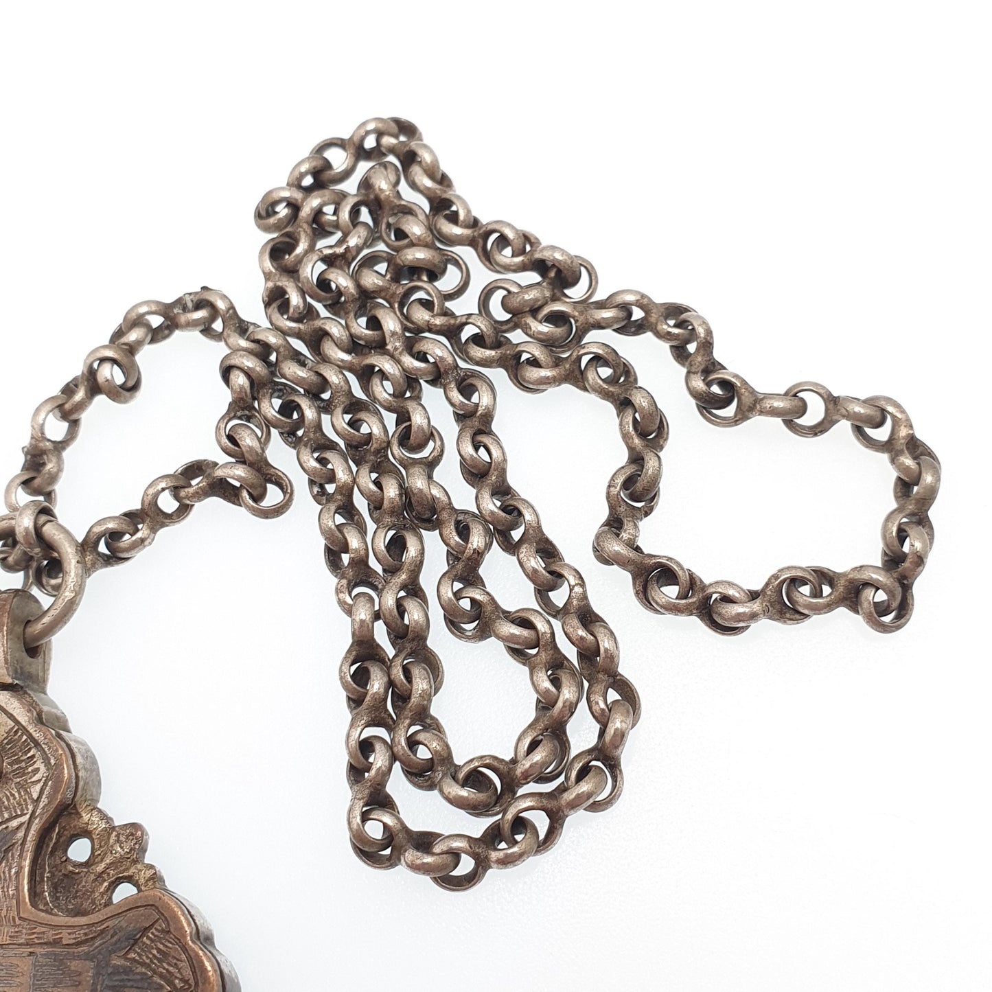 Antique Georgian Relic Crucifix Necklace Pendant Reliquary Cross Jesus Silver Tone Niello Opening Locket Vintage Jewelry Jewellery