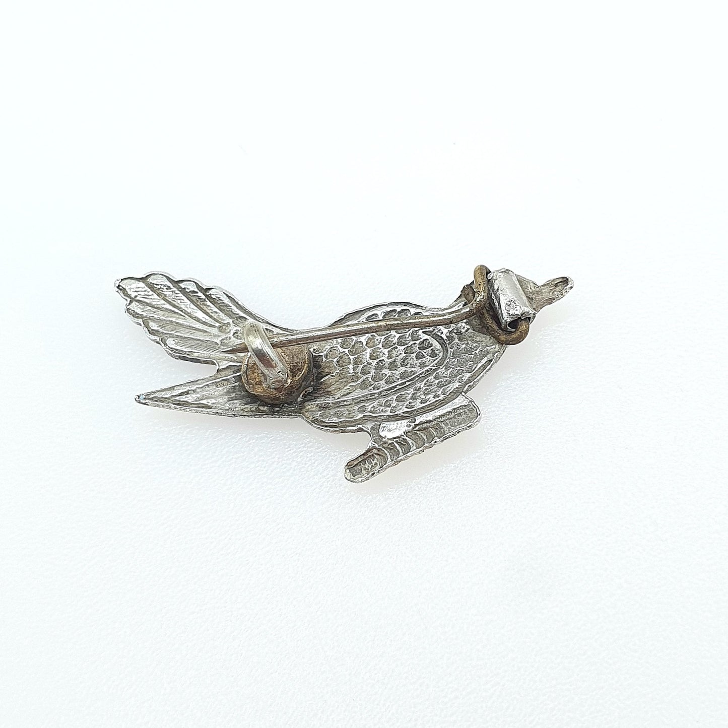 Antique Solid Silver Blue Enamel Bird Brooch Sweet Animal Gift Swallow Perch Womens Rare Vintage Jewelry Jewellery Mens