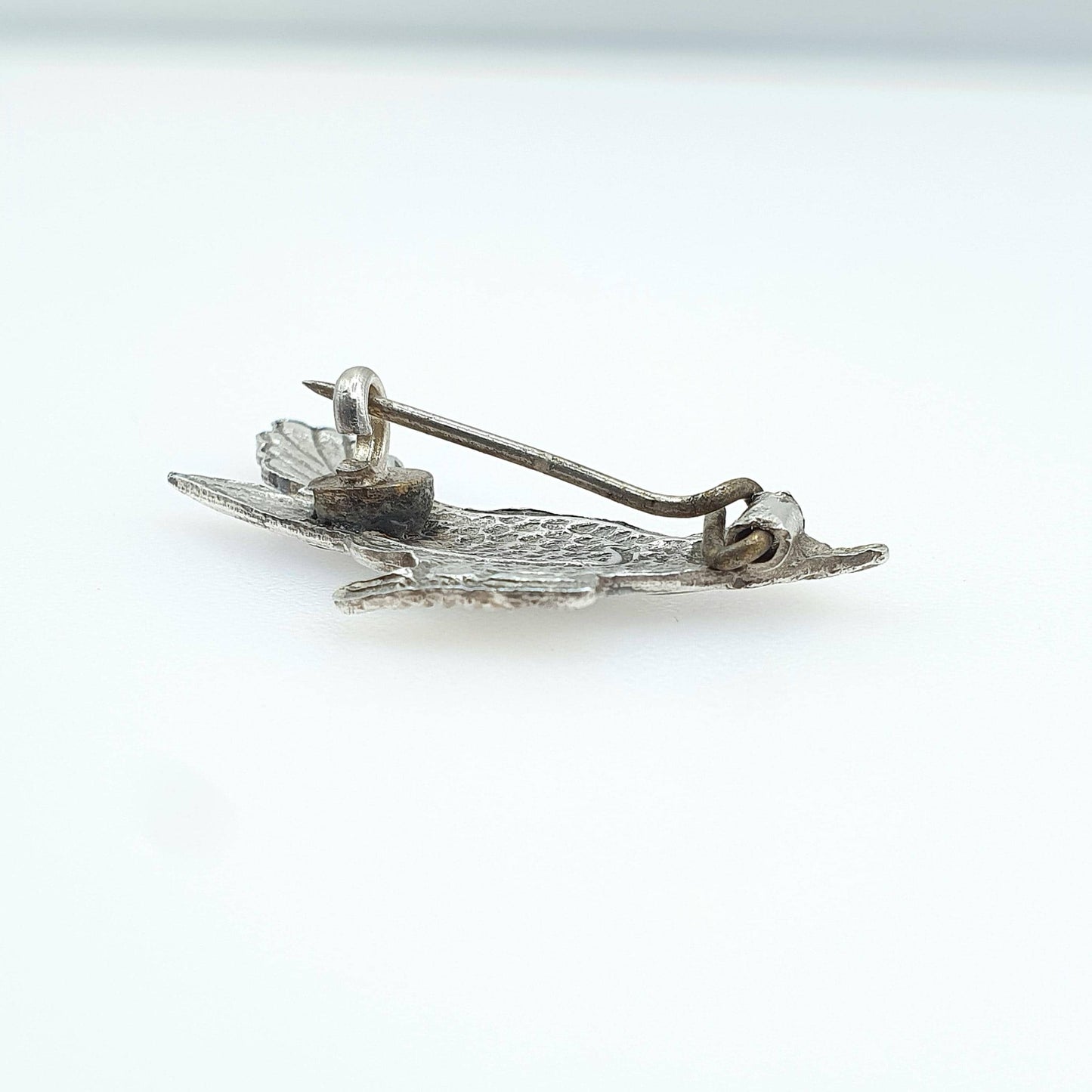 Antique Solid Silver Blue Enamel Bird Brooch Sweet Animal Gift Swallow Perch Womens Rare Vintage Jewelry Jewellery Mens