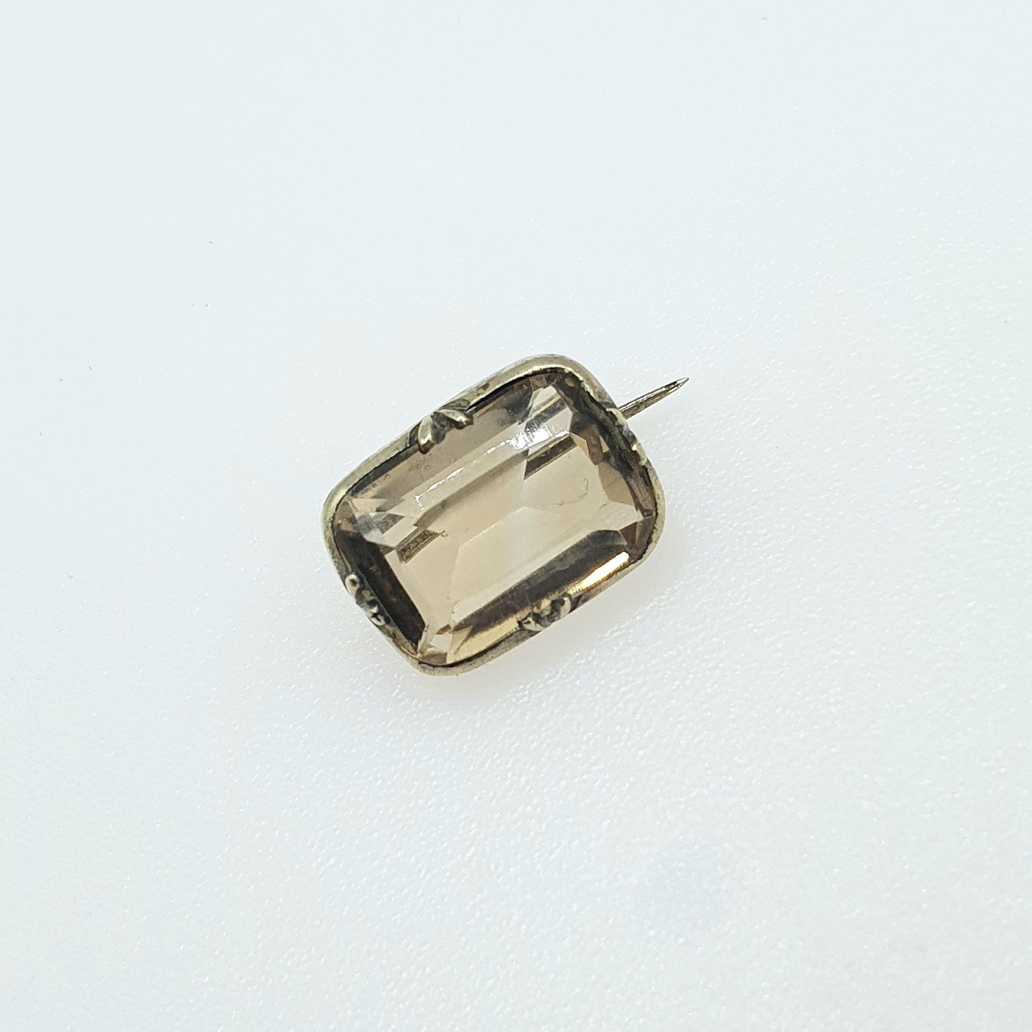 Antique Victorian Natural Citrine Brooch Rectangular Cut Gold Tone Base Metal Orange Quartz Vintage Ladies Womens Jewelry Jewellery