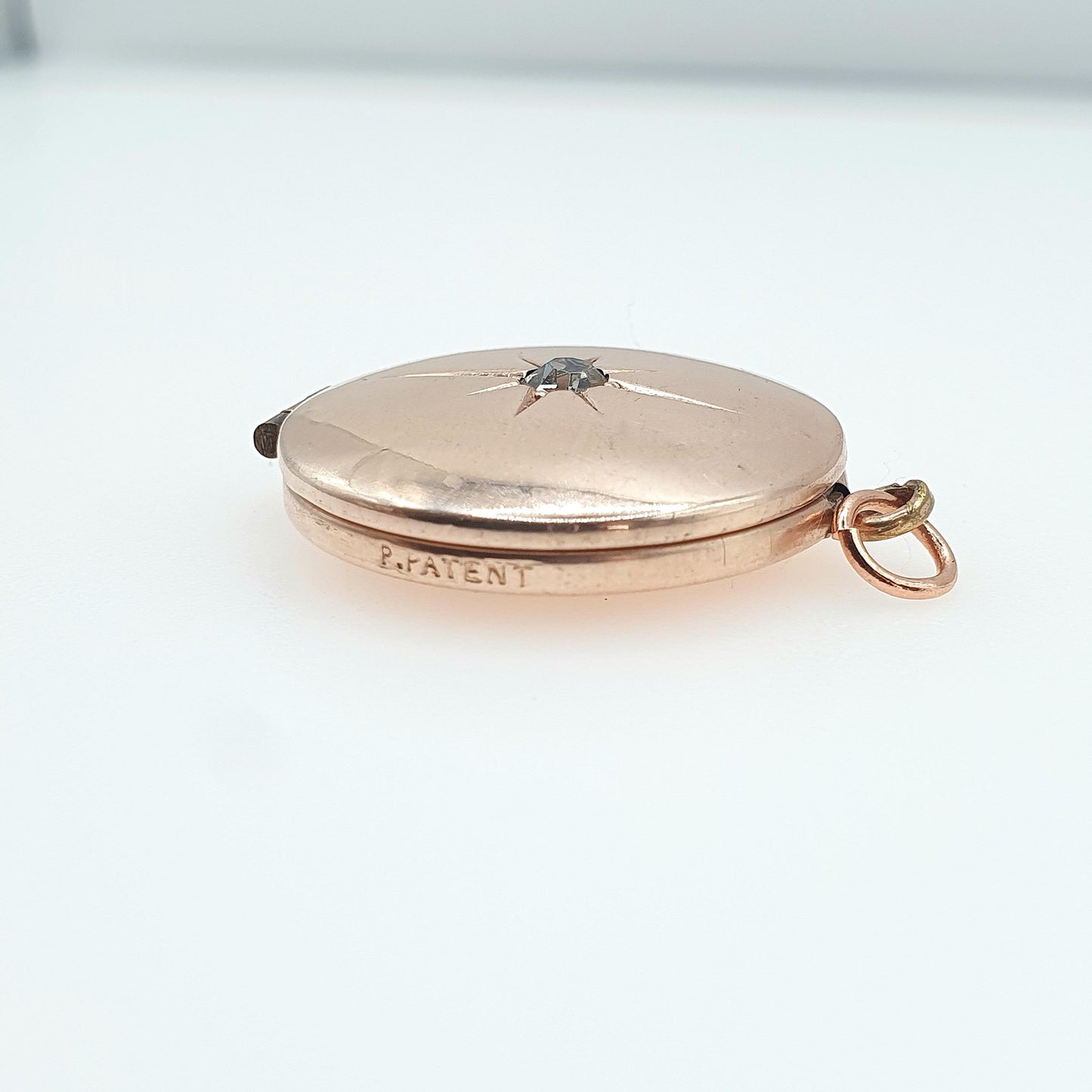 Antique Rose Rolled Gold Diamond Paste Locket Star Centre Celestial Gold Filled Photo Womens Vintage Jewelry Jewellery