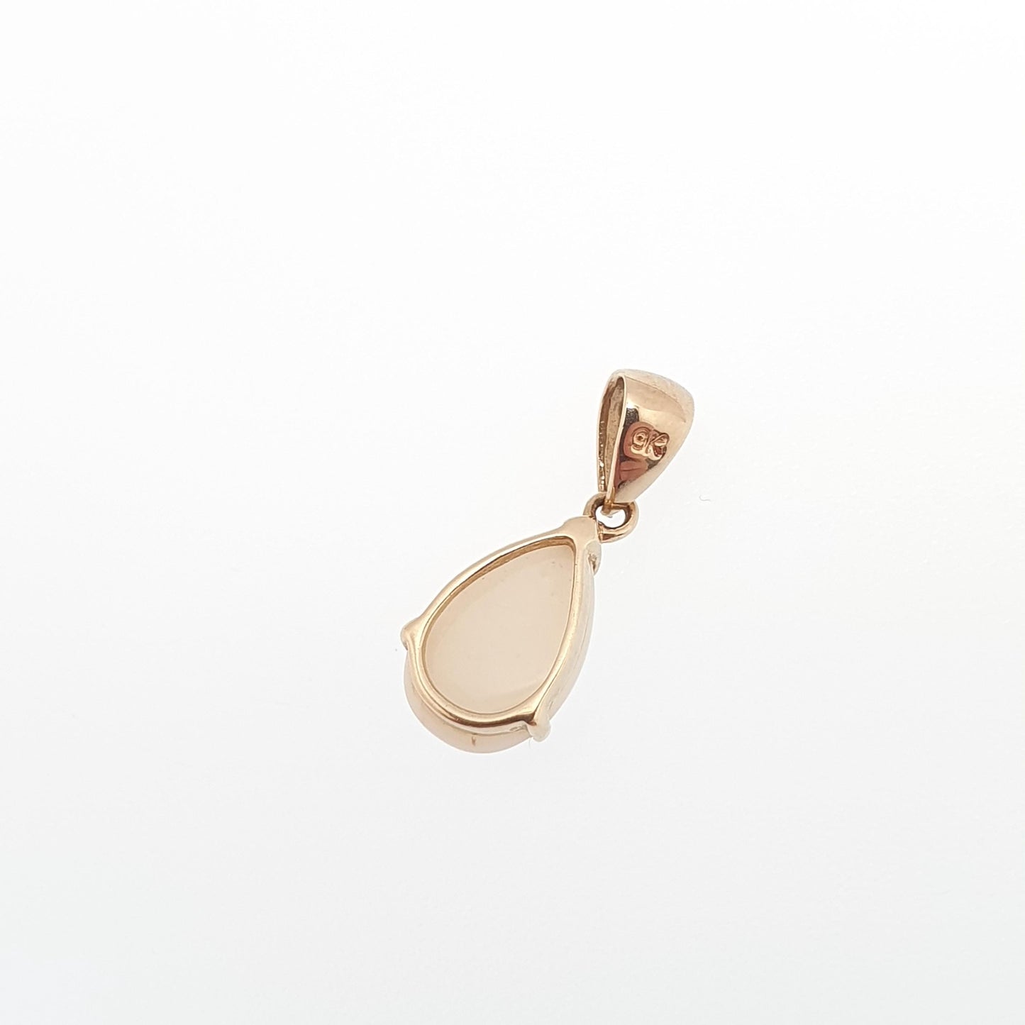 Vintage 9k 9ct Gold Opal Pendant Solid 375 9kt Necklace Pear Cut White Gemstone Womens Jewelry Jewellery