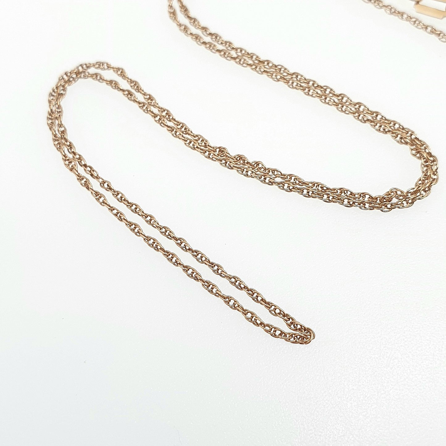 Vintage 9k 9ct Gold Chain Necklace Rope Link 43cm 16.9" 1.32g Solid 9kt 375 Helix Twist Mens Womens Jewelry