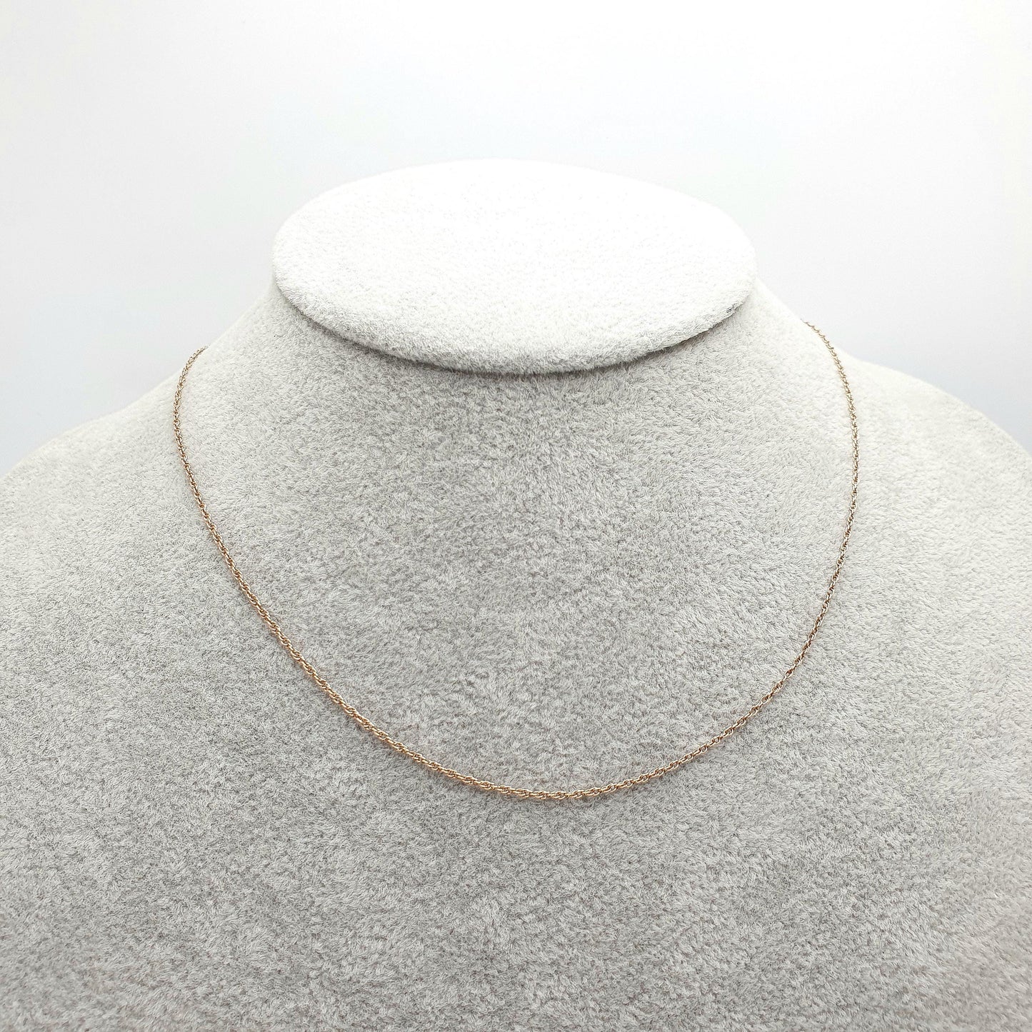 Vintage 9k 9ct Gold Chain Necklace Rope Link 43cm 16.9" 1.32g Solid 9kt 375 Helix Twist Mens Womens Jewelry