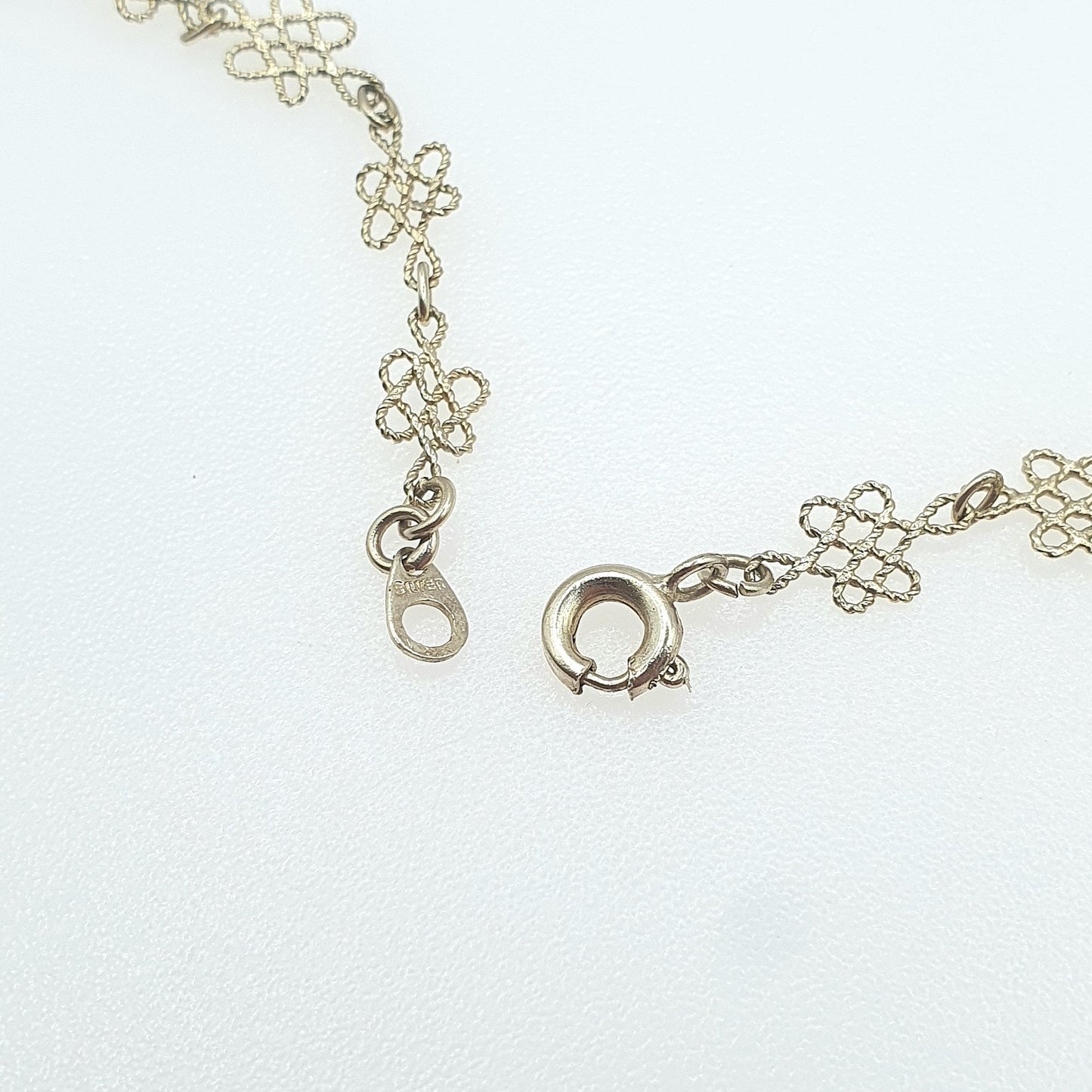 Antique Solid Silver Freshwater Pearl Necklace Gold Vermeil Arts and Crafts Filigree Womens Jewelry Jewellery 46cm 18.1” 4.94g