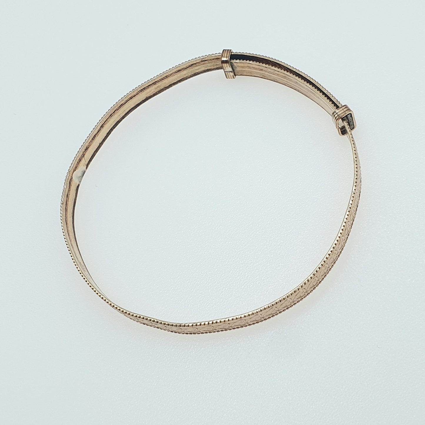Antique Rolled Gold Bangle Bracelet Gold Filled Heart Pattern Retractable Womens Ladies Jewelry Vintage Jewellery Love Gift