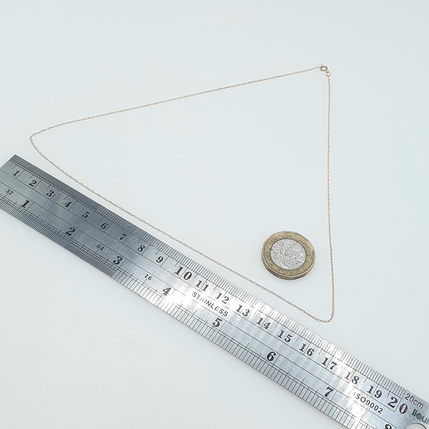 Vintage 9ct Rose Gold Rope Link Chain Necklace Very Fine Dainty Solid 9k 9kt 46cm 18.1” 0.40g Womens Jewelry Jewellery