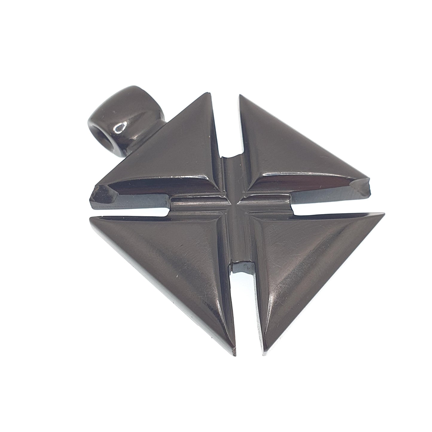 Antique Victorian Whitby Jet Maltese Cross Pendant Necklace Large Hand Carved Crucifix Cruciform Big Mourning 1800s Vintage