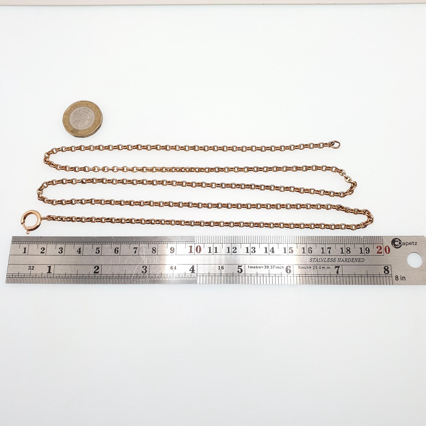 Antique Victorian Rolled Gold Belcher Chain Necklace Long Guard Muff 92cm 36.2" 27.90g Rose Gold Filled Oval Cable