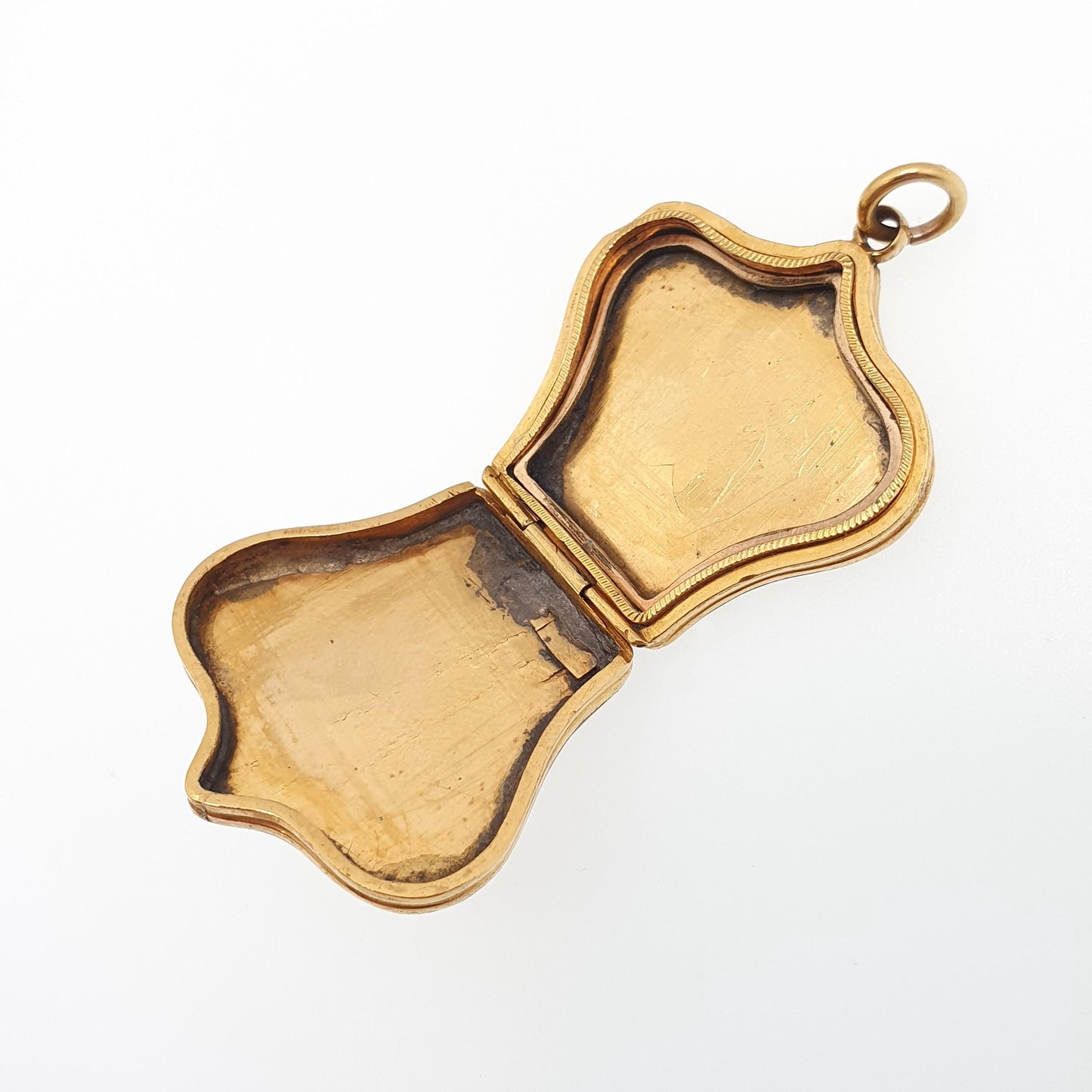Antique Victorian 9ct Gold Crown Locket 9kt 9k Back and Front Yellow Pendant Royalty King Queen Unusual Shape Vintage Jewellery Jewelry