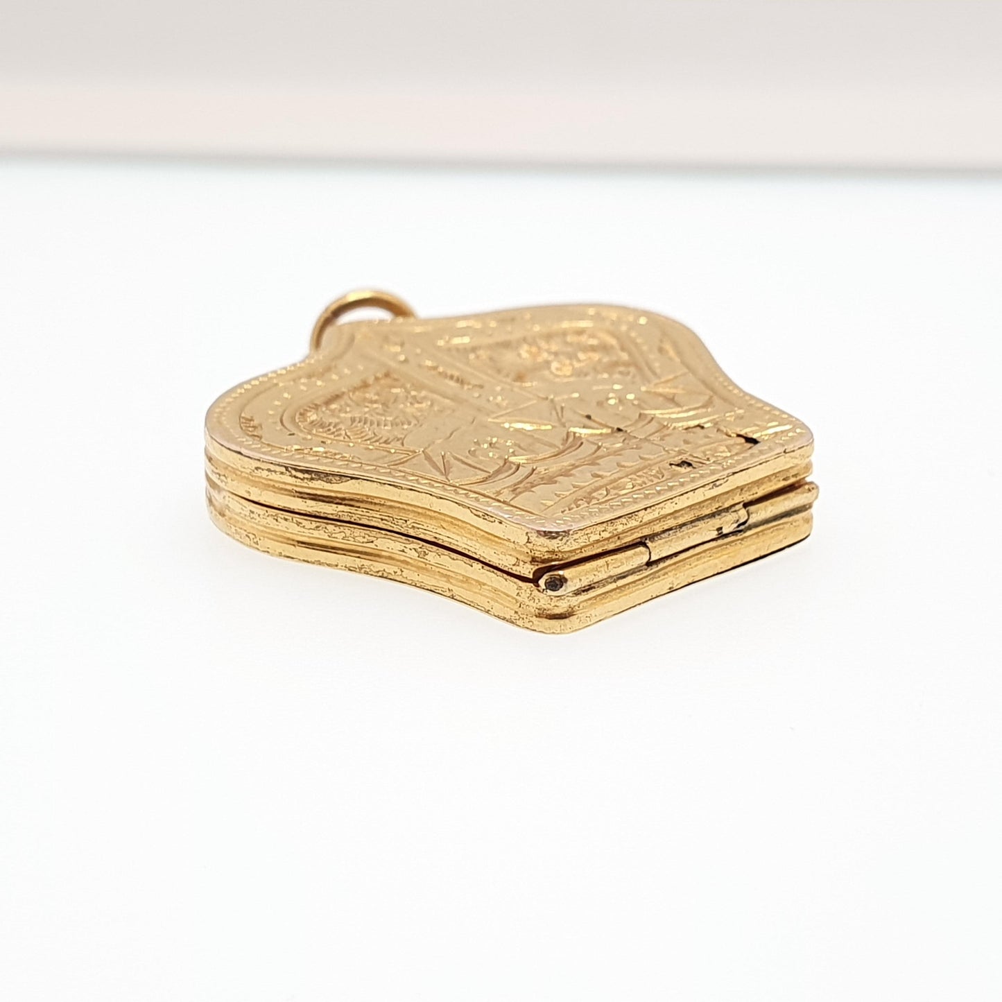 Antique Victorian 9ct Gold Crown Locket 9kt 9k Back and Front Yellow Pendant Royalty King Queen Unusual Shape Vintage Jewellery Jewelry