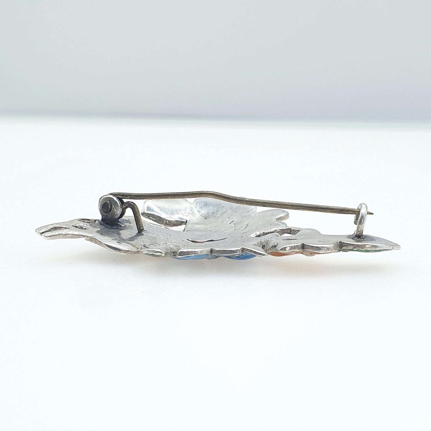 Antique Sterling Silver Enamel Flower Brooch Colourful Art Nouveau Vintage Bernard Instone Style Vintage Jewelry Jewellery