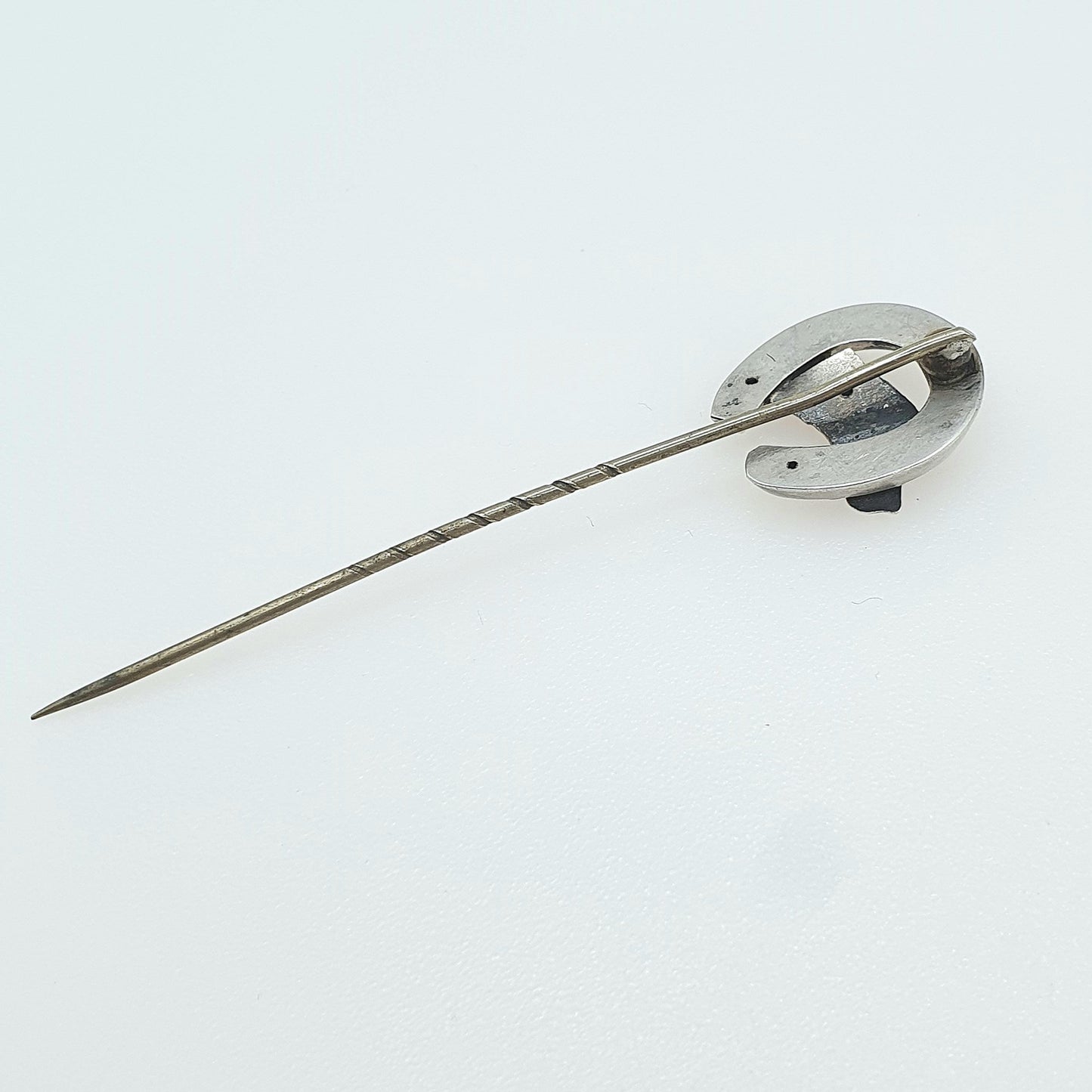 Antique Victorian Solid Silver Dog & Horseshoe Stick Pin Luck  Good Lucky Hunting Vintage Lapel Jacket Jewellery Jewelry