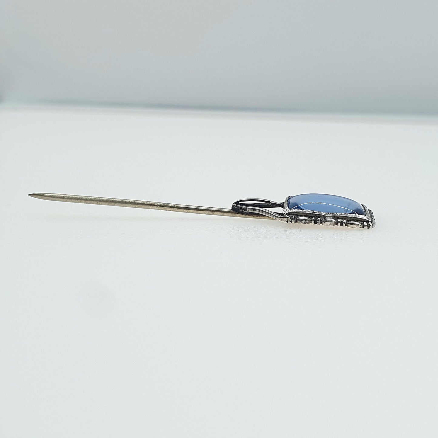 Antique Art Deco Solid Silver Butterfly Wing Stick Pin Blue Morpho 1920s Insect Bug Vintage Unisex Jewelry Jewellery