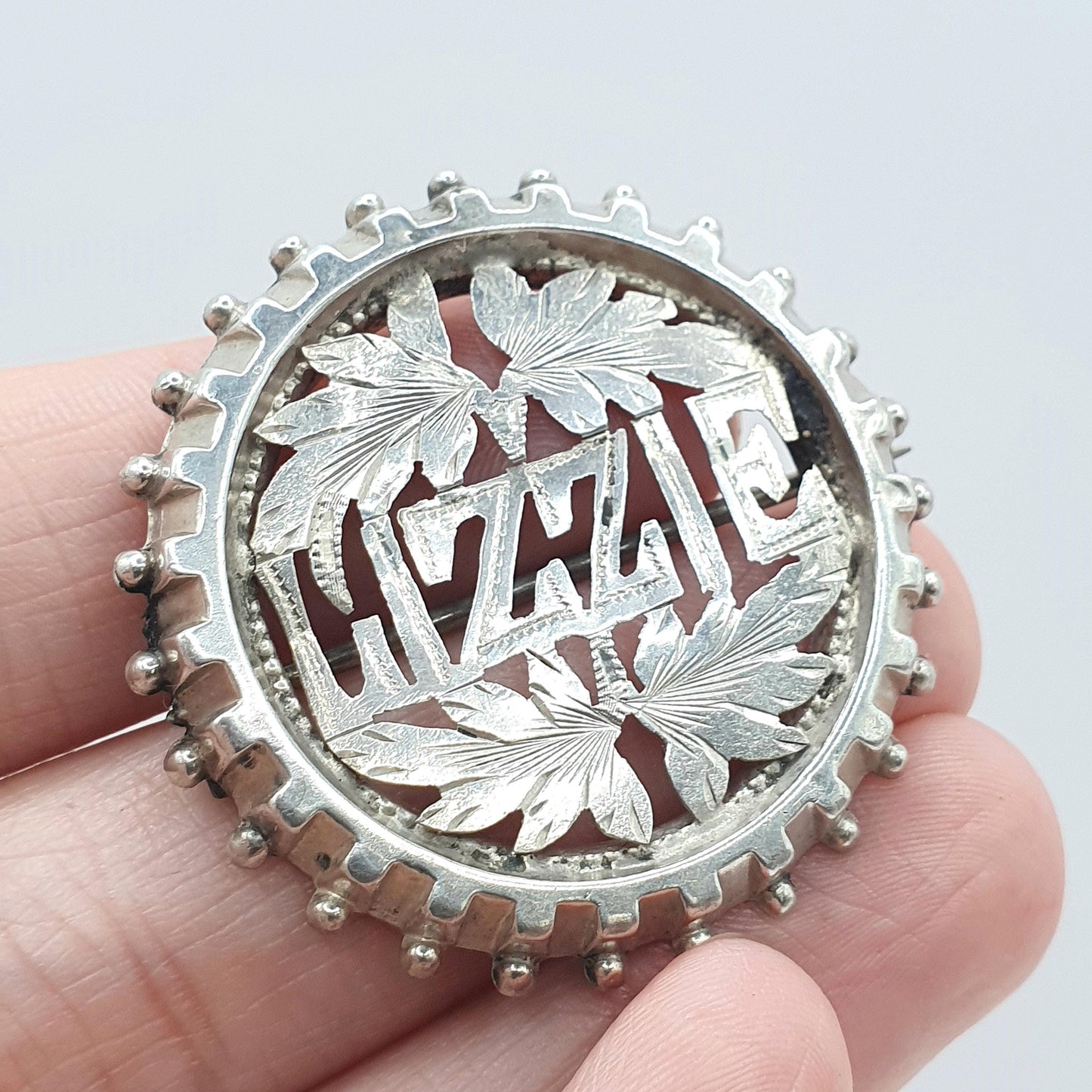 Antique Victorian Sterling Silver LIZZIE Brooch Elizabeth Name Womens Nickname Gift Jewelry Vintage Jewellery