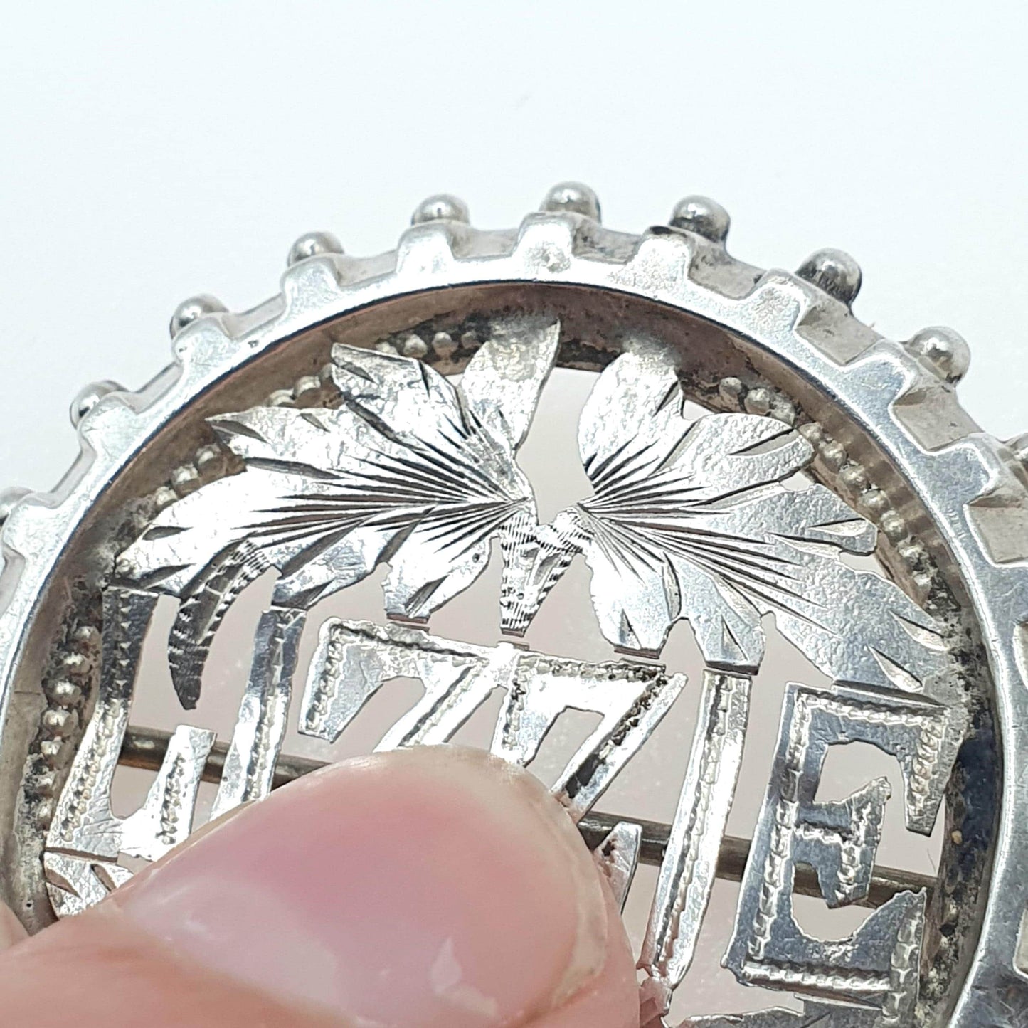 Antique Victorian Sterling Silver LIZZIE Brooch Elizabeth Name Womens Nickname Gift Jewelry Vintage Jewellery