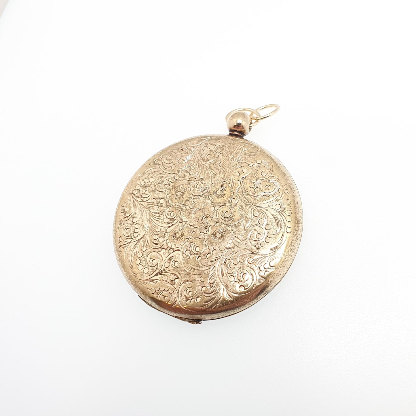 Antique Victorian Rolled Gold Locket Pendant Necklace Engraved Pocket Watch Style Gold Filled Large Big Vintage Jewelry Jewellery