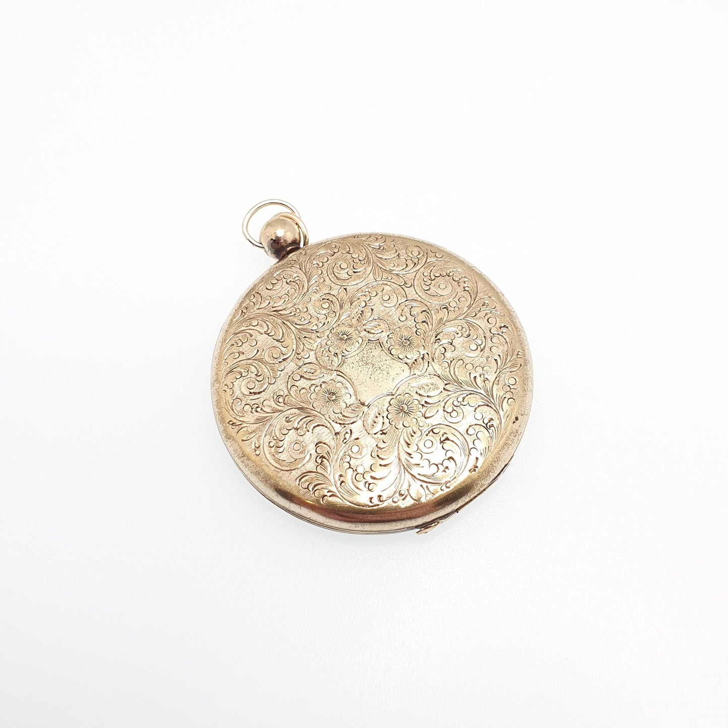 Antique Victorian Rolled Gold Locket Pendant Necklace Engraved Pocket Watch Style Gold Filled Large Big Vintage Jewelry Jewellery