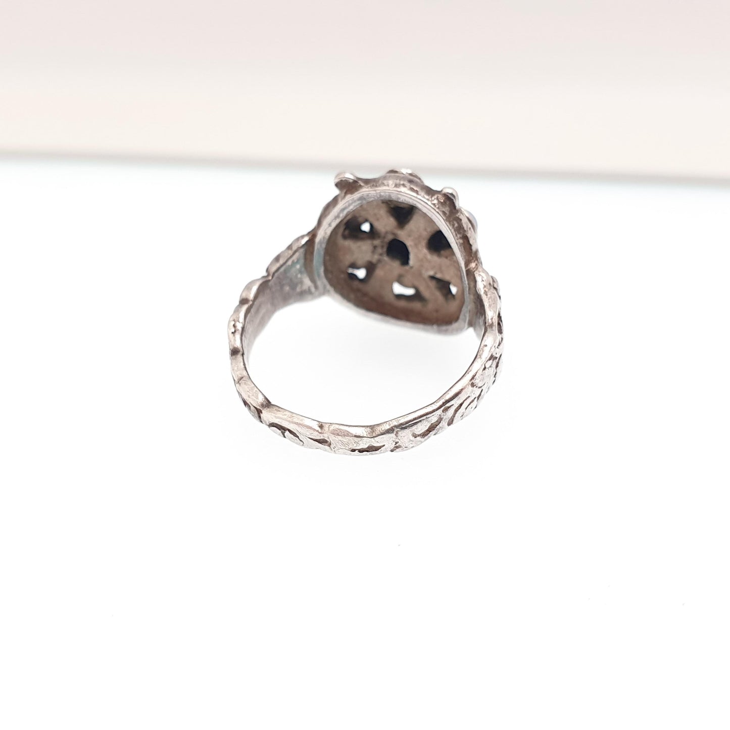 Antique Solid Silver Opal Ring Austro Hungarian Cluster Genuine Real Gemstone Statement Vintage Womens Jewelry Jewellery UK J US 4 3/4