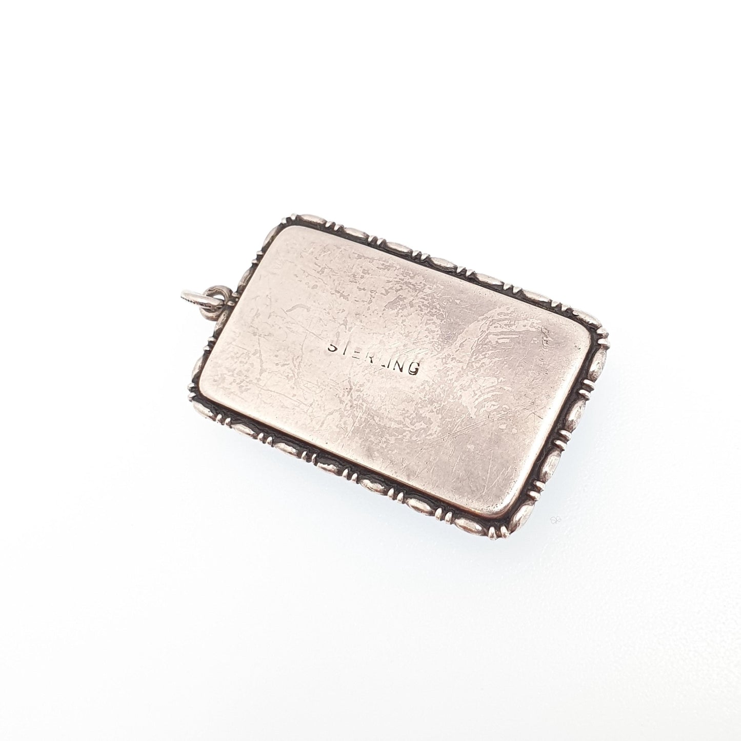 Antique Art Deco Solid Silver Butterfly Wing Necklace Pendant Rectangular Vintage 1920s Blue Bug Fly Insect Jewelry Jewellery