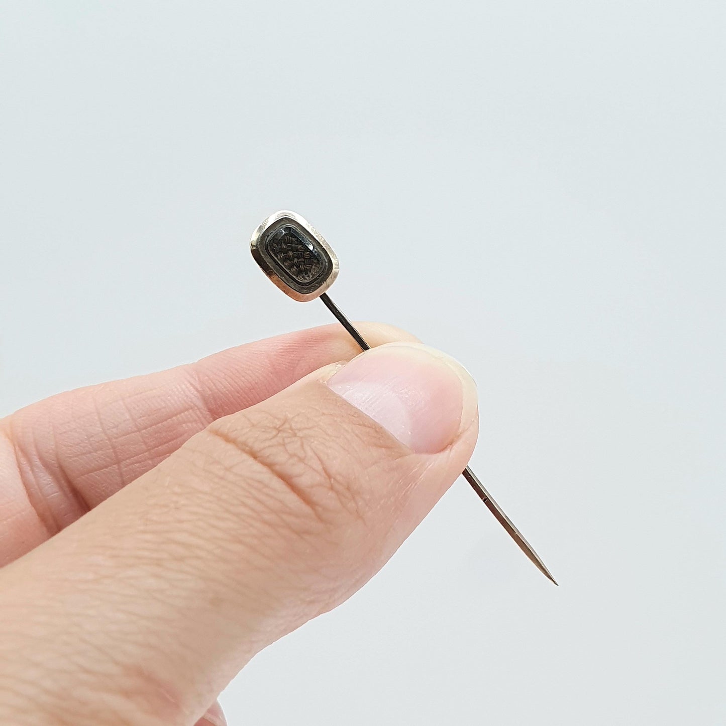 Antique Victorian 9ct Gold Head Mourning Stick Pin Locket with Hair Keepsake Rolled Gold Pin Vintage Womens Jewellery Jewelry