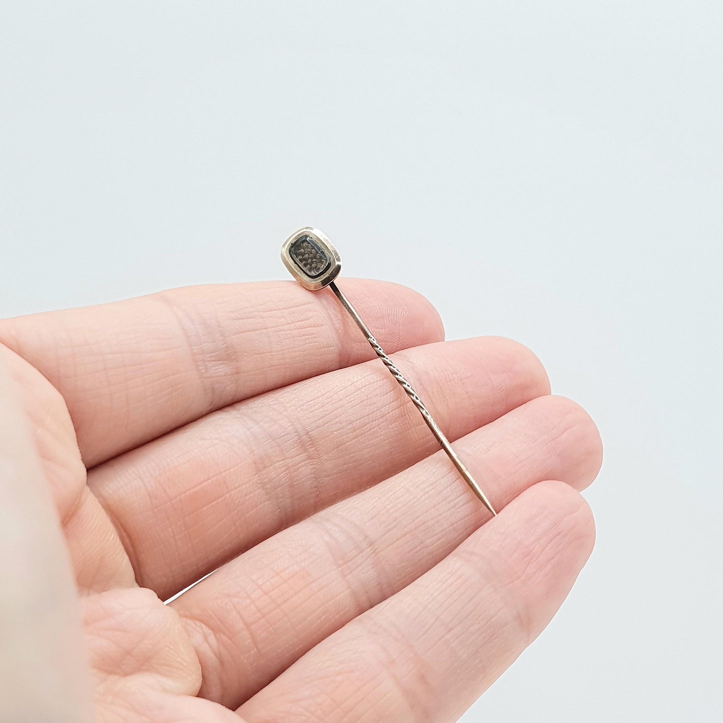 Antique Victorian 9ct Gold Head Mourning Stick Pin Locket with Hair Keepsake Rolled Gold Pin Vintage Womens Jewellery Jewelry