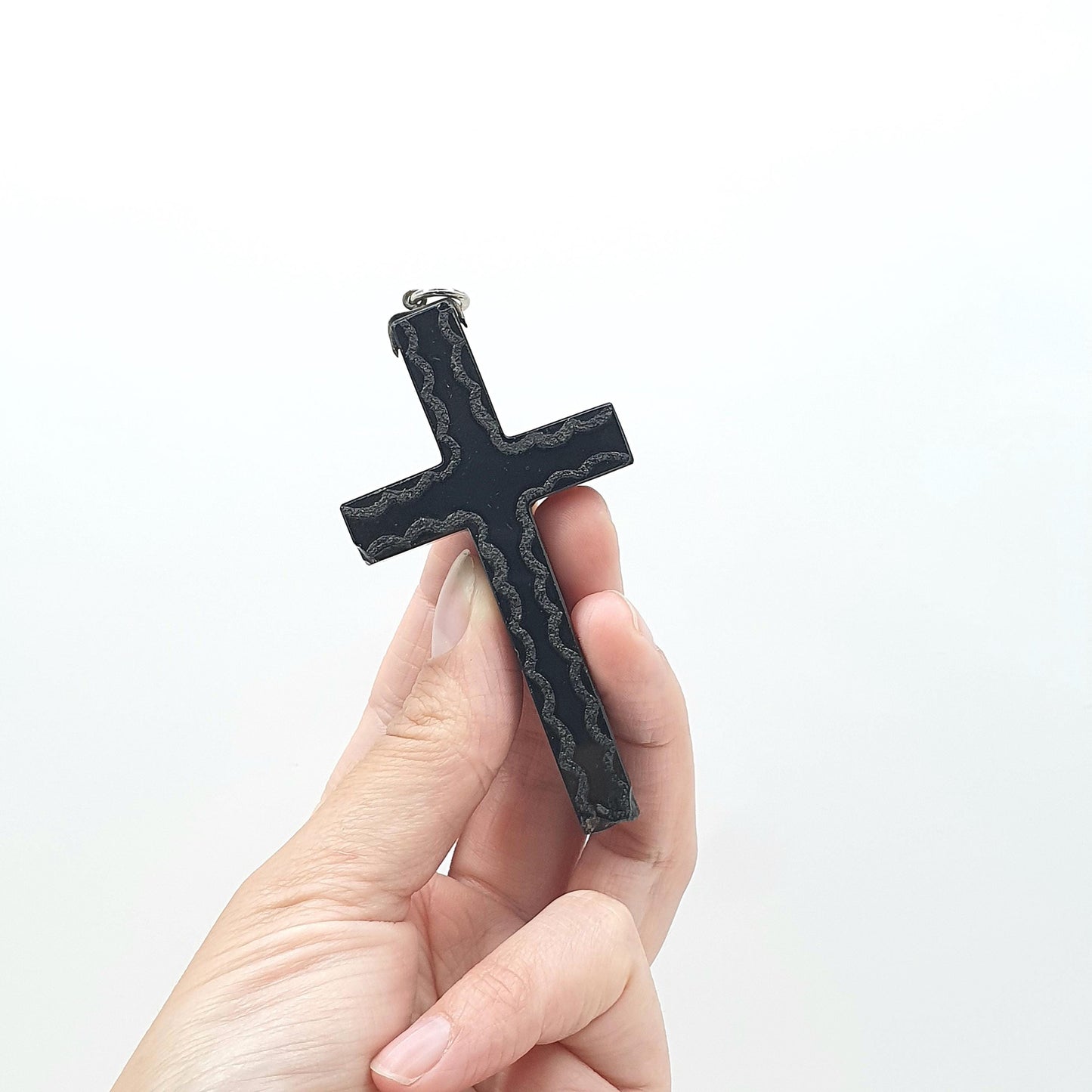 Antique Victorian French Jet Crucifix Pendant Very Large and Big Cross Black Glass Gothic Religious Vintage Mens Womens Jewelry Jewellery
