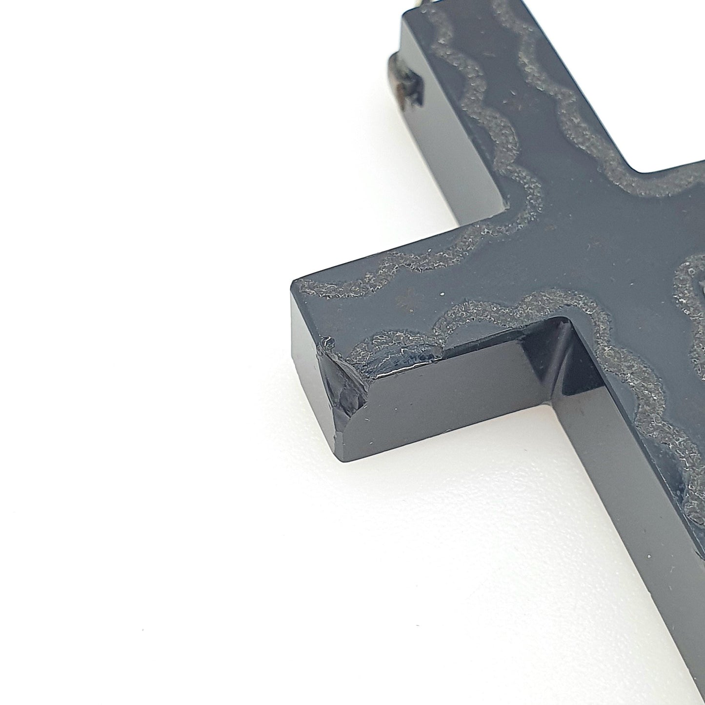 Antique Victorian French Jet Crucifix Pendant Very Large and Big Cross Black Glass Gothic Religious Vintage Mens Womens Jewelry Jewellery